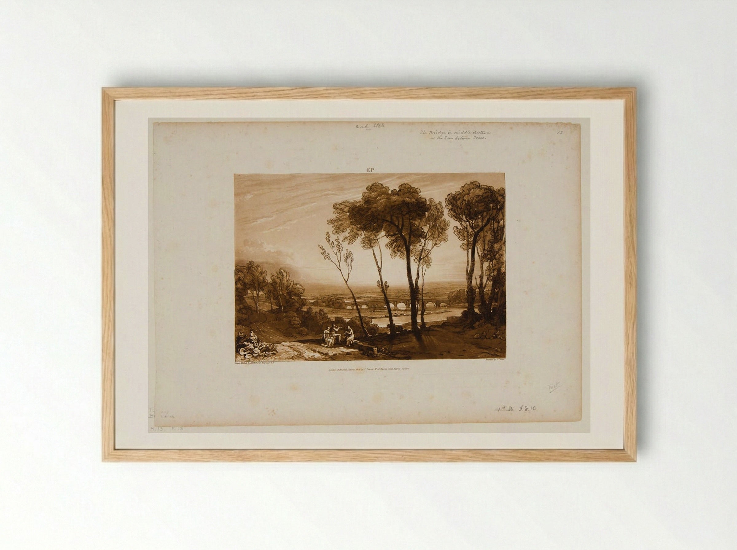 Bridge in Middle Distance - Charles Turner - Framed Print Wood