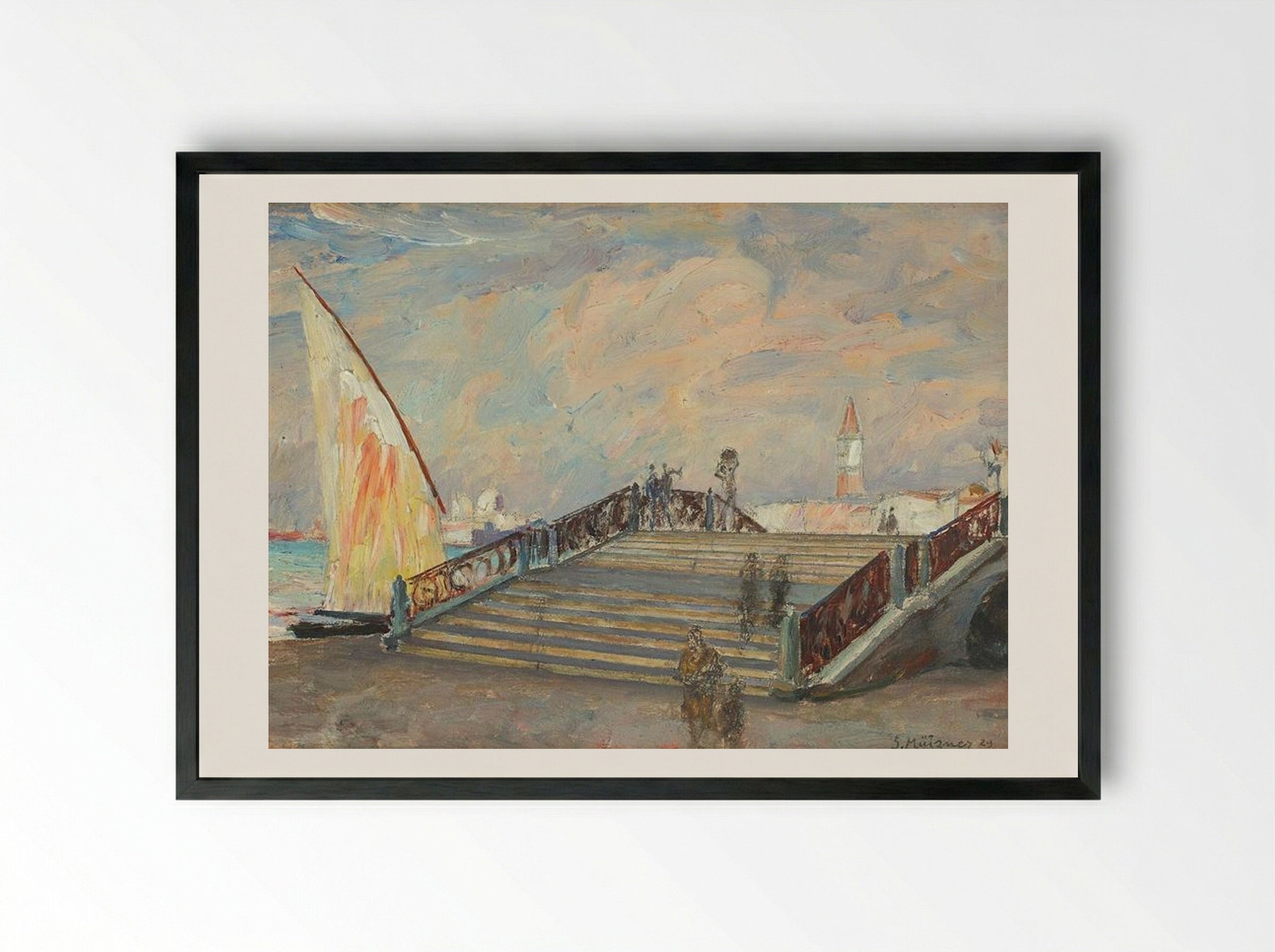Bridge in Venice - Samuel Mützner - Framed Print Black