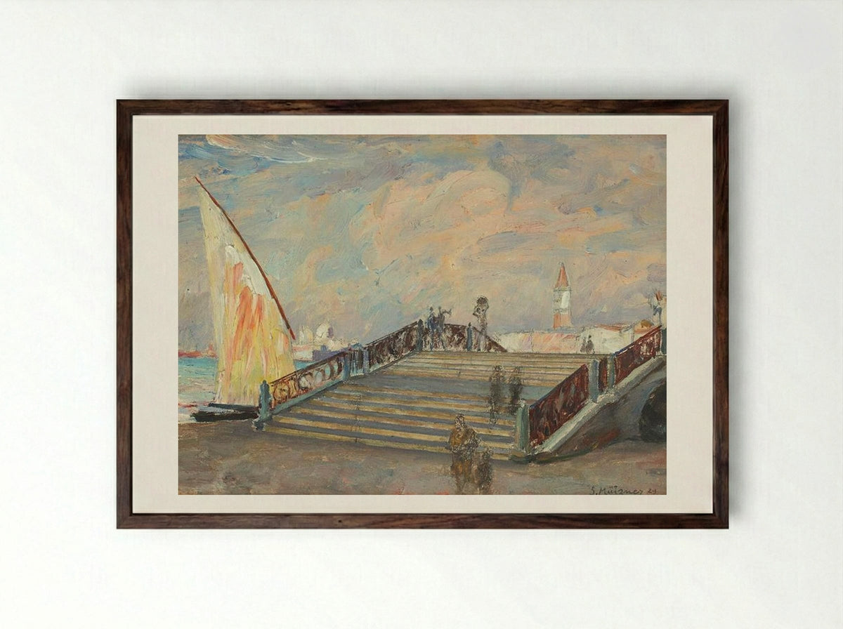 Bridge in Venice - Samuel Mützner - Framed Print Dark Wood