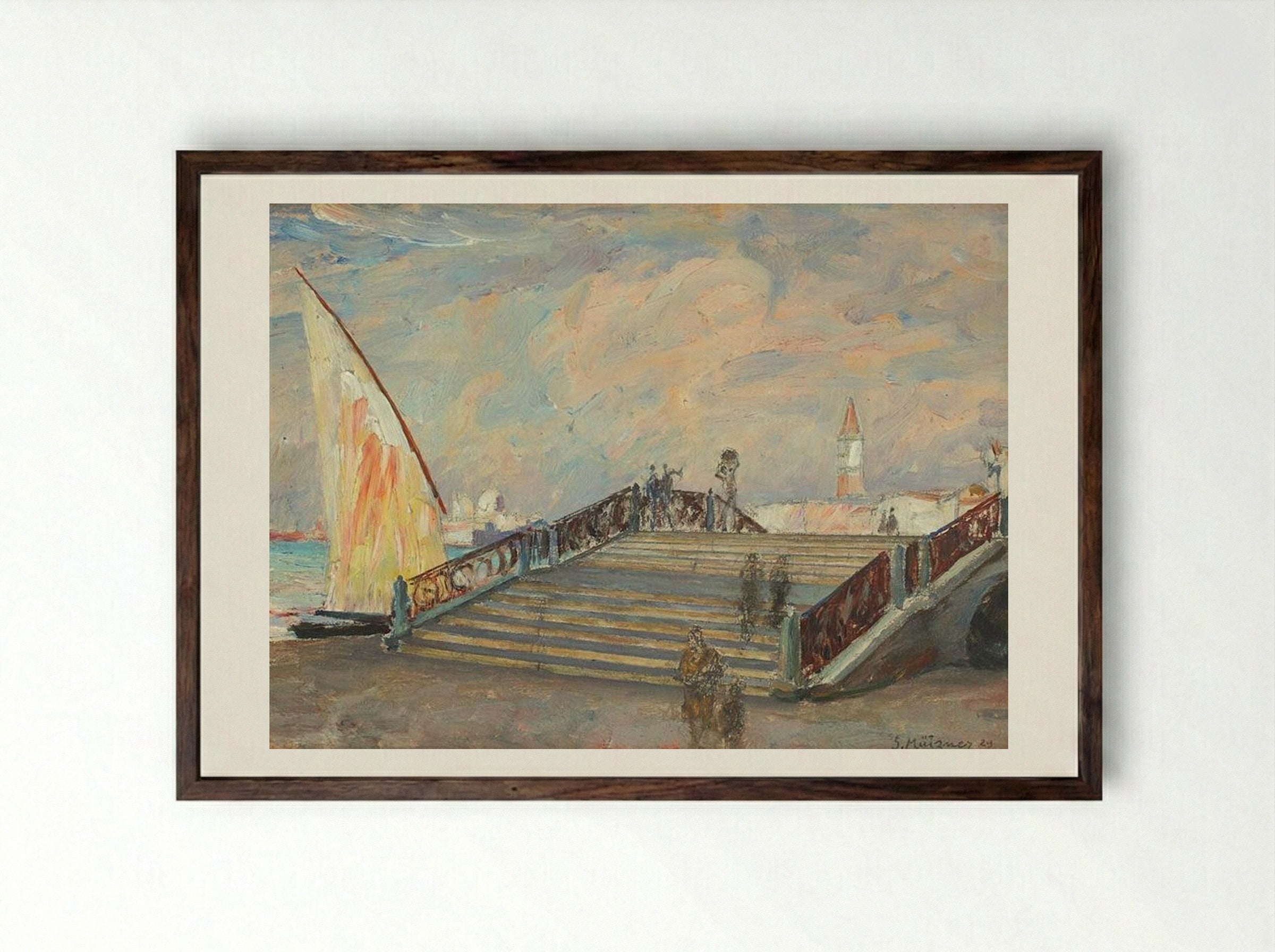 Bridge in Venice - Samuel Mützner - Framed Print Dark Wood