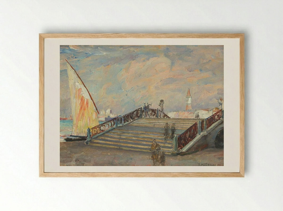 Bridge in Venice - Samuel Mützner - Framed Print Wood