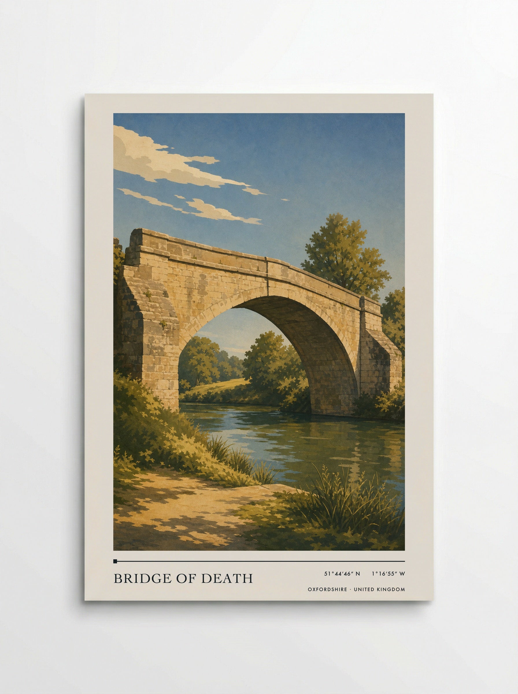 Bridge of Death Oxfordshire United Kingdom Travel Poster - Poster