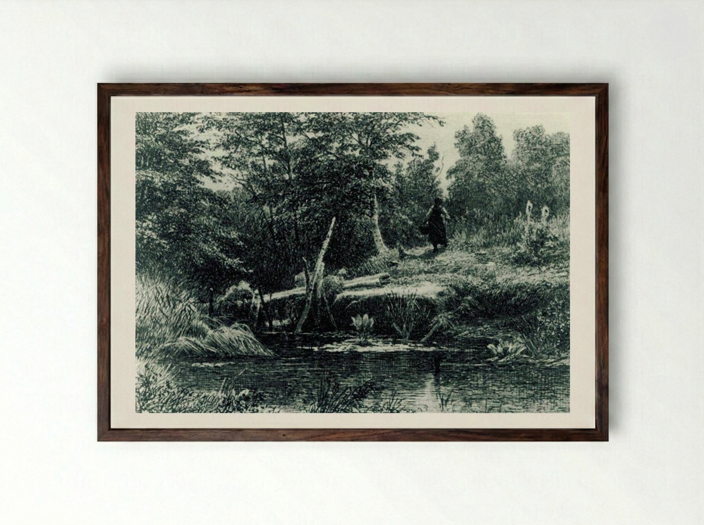 Bridge - Ivan Shishkin - Framed Print Dark Wood