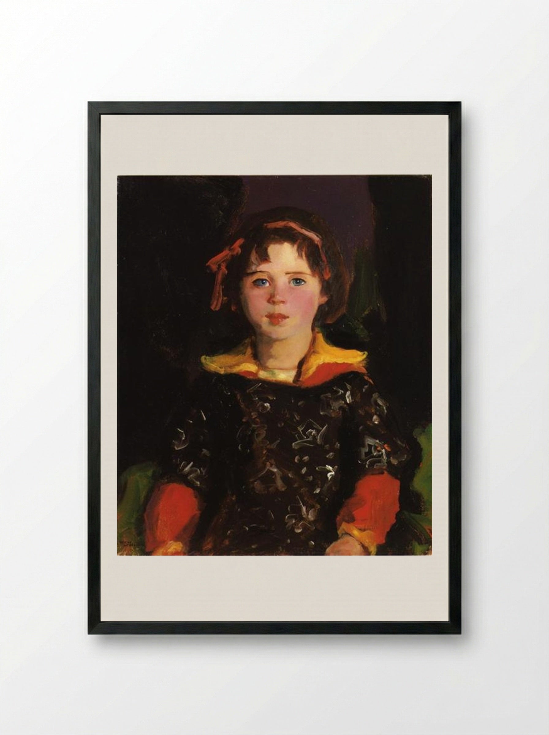 Bridgie (Girl with Chinese Dress) - Robert Henri - Framed Print Black