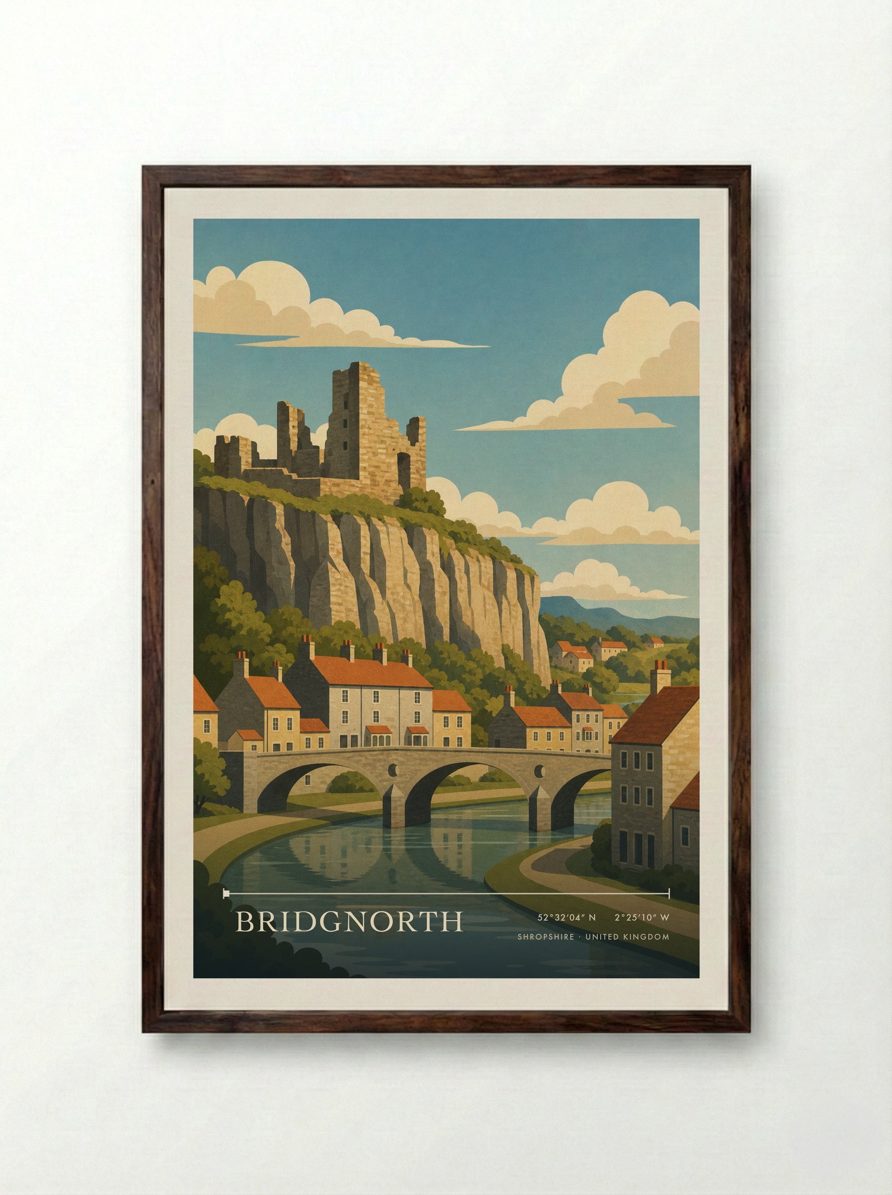 Bridgnorth Shropshire United Kingdom Travel Poster - Framed Print Dark Wood