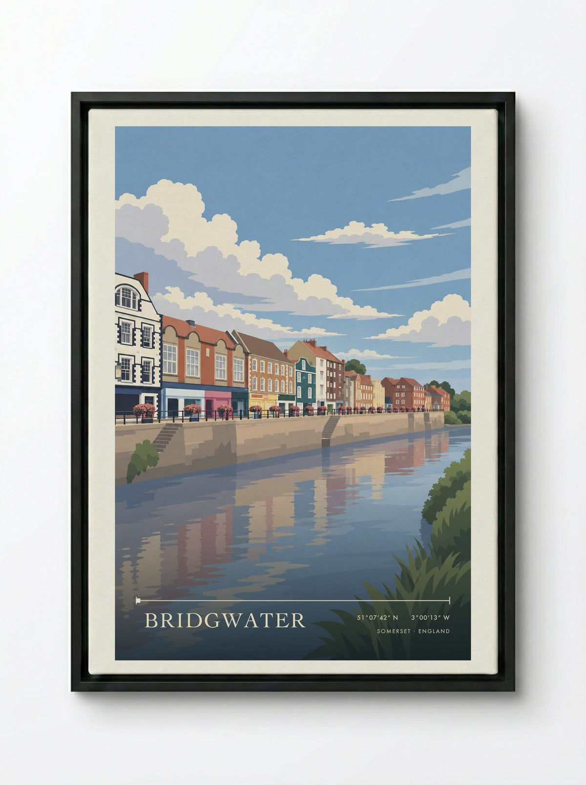 Bridgwater, Somerset | Travel Poster - Framed Canvas Black