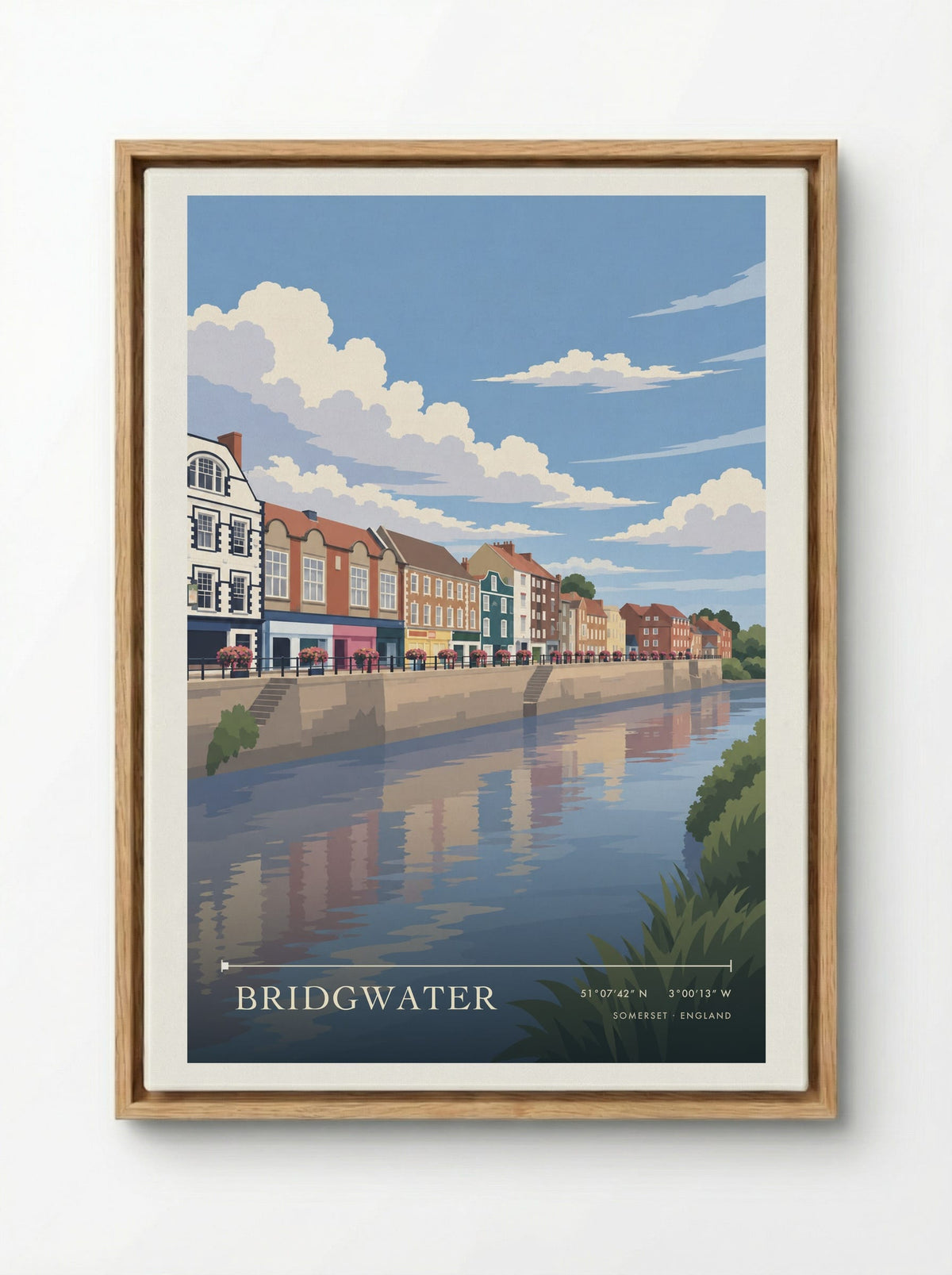 Bridgwater, Somerset | Travel Poster - Framed Canvas Wood