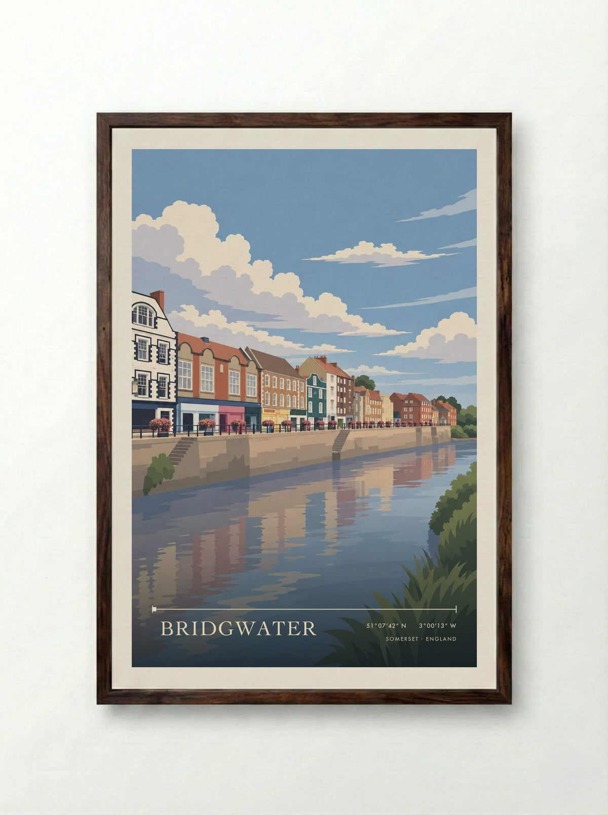 Bridgwater, Somerset | Travel Poster - Framed Print Dark Wood