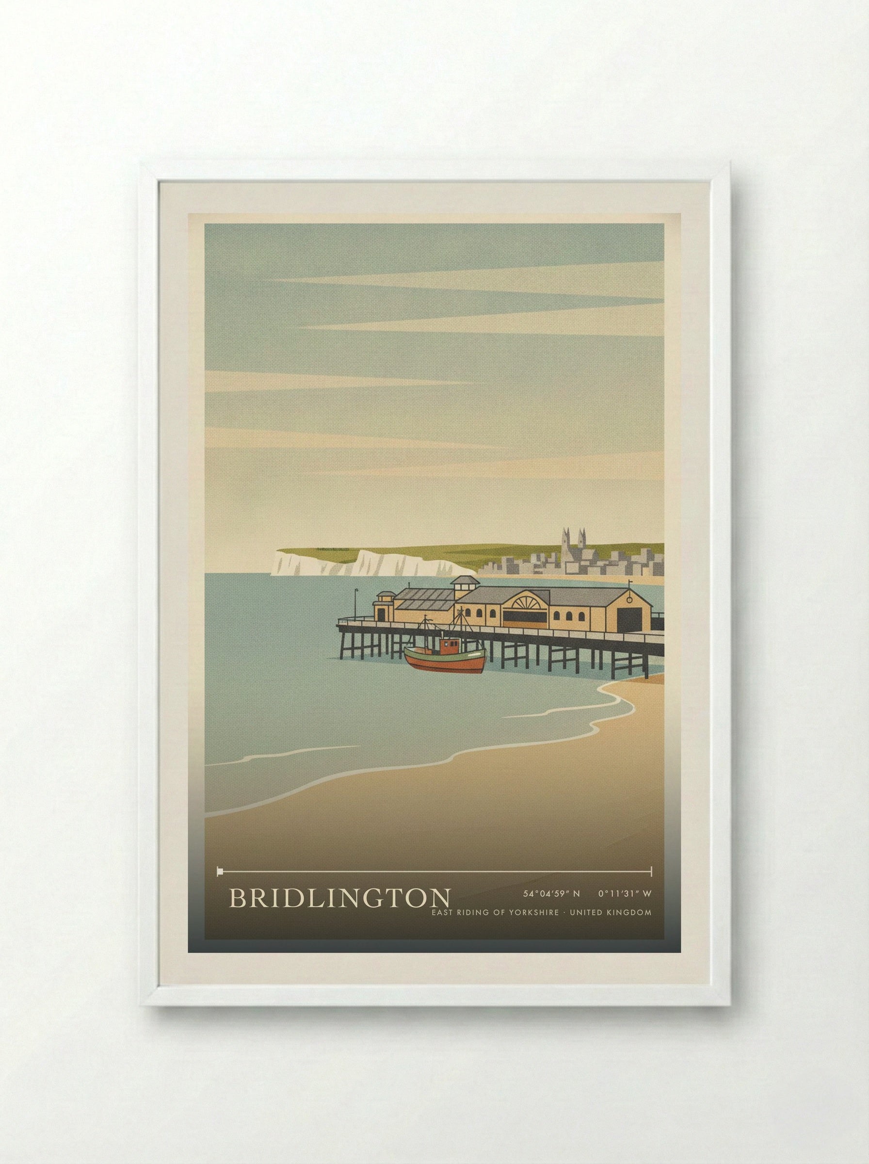 Bridlington East Riding of Yorkshire United Kingdom Travel Poster - Framed Print White