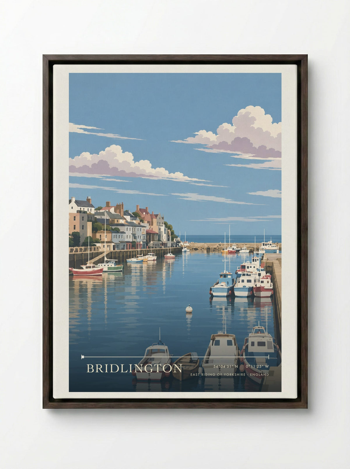 Bridlington, East Riding of Yorkshire | Travel Poster - Framed Canvas Dark Wood