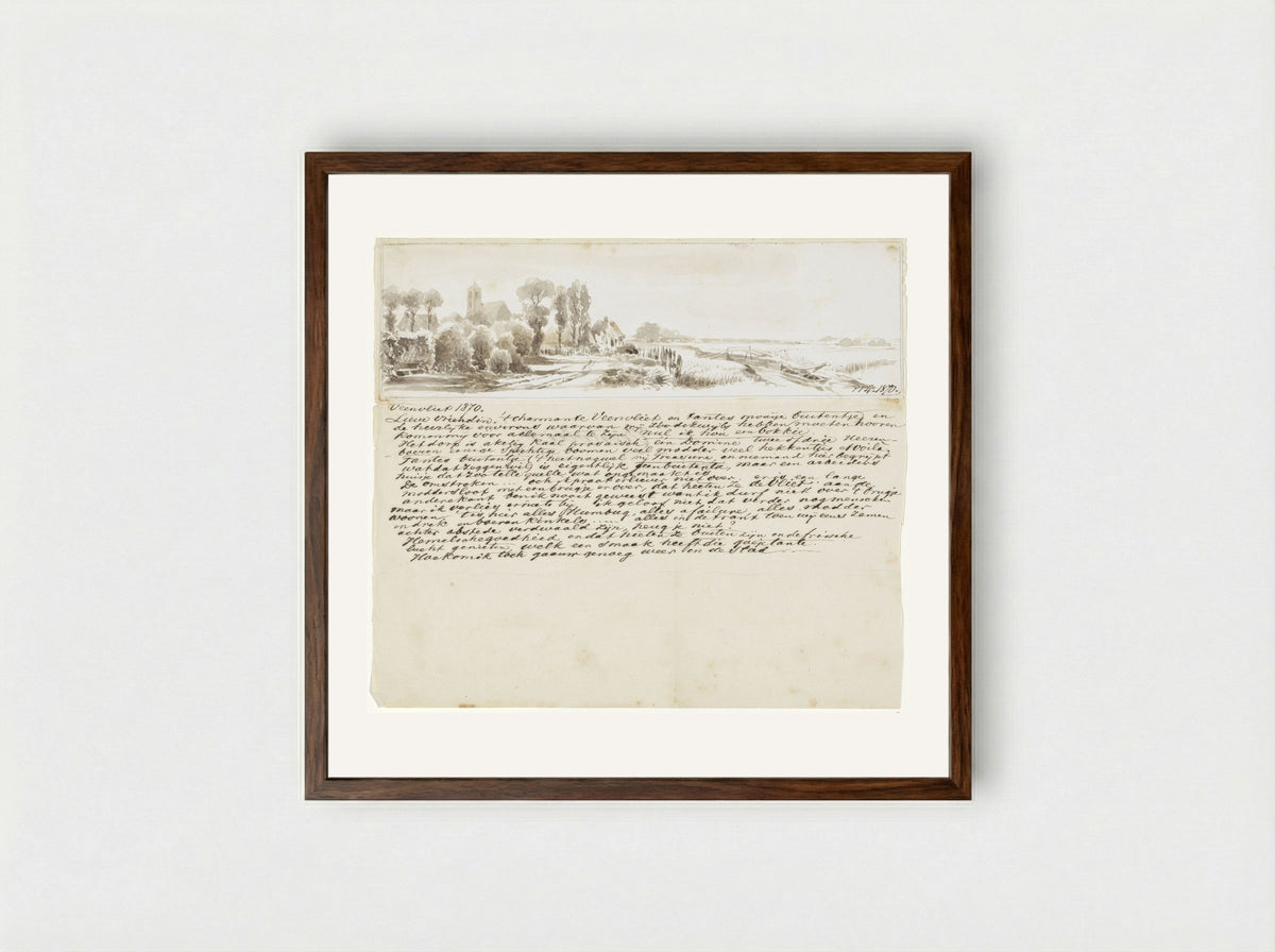 Brief met gezicht te Veenvliet - Pieter van Loon - Framed Print Dark Wood