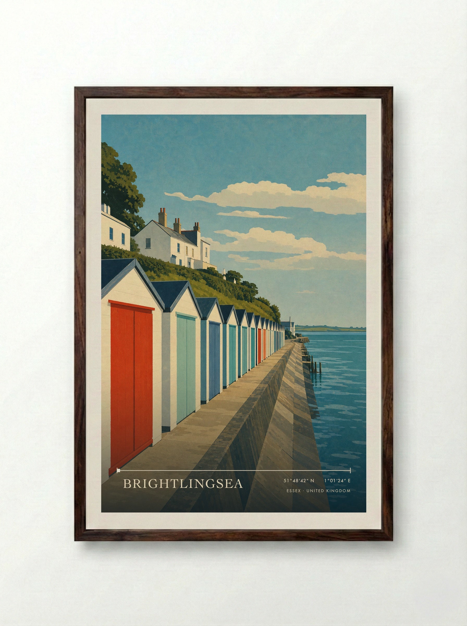 Brightlingsea Essex United Kingdom Travel Poster - Framed Print Dark Wood