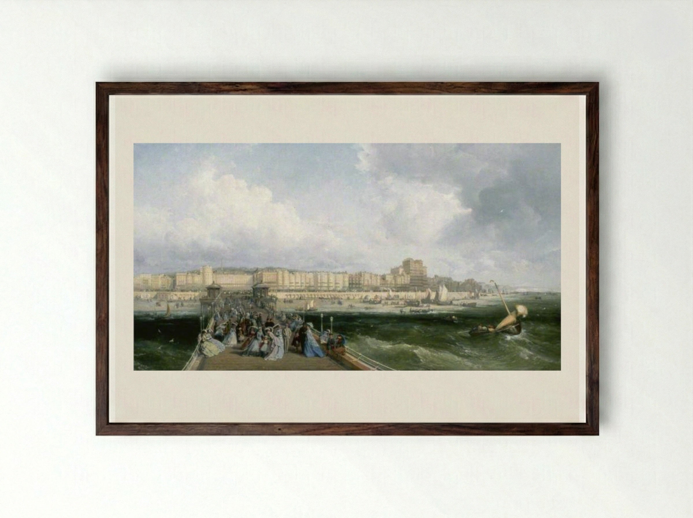 Brighton, East Sussex, from the West Pier - James Webb - Framed Print Dark Wood