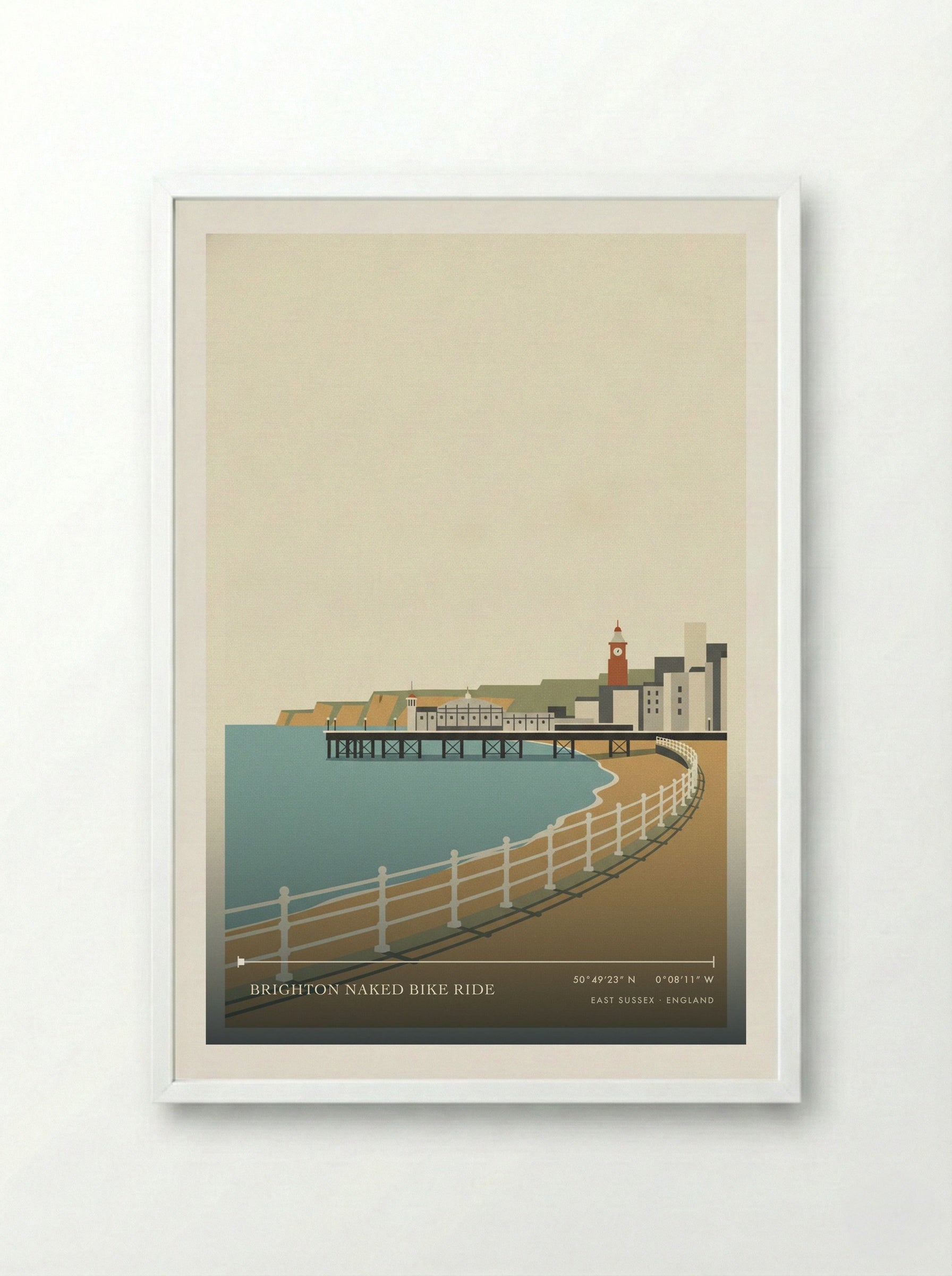 Brighton Naked Bike Ride East Sussex England Travel Poster - Framed Print White