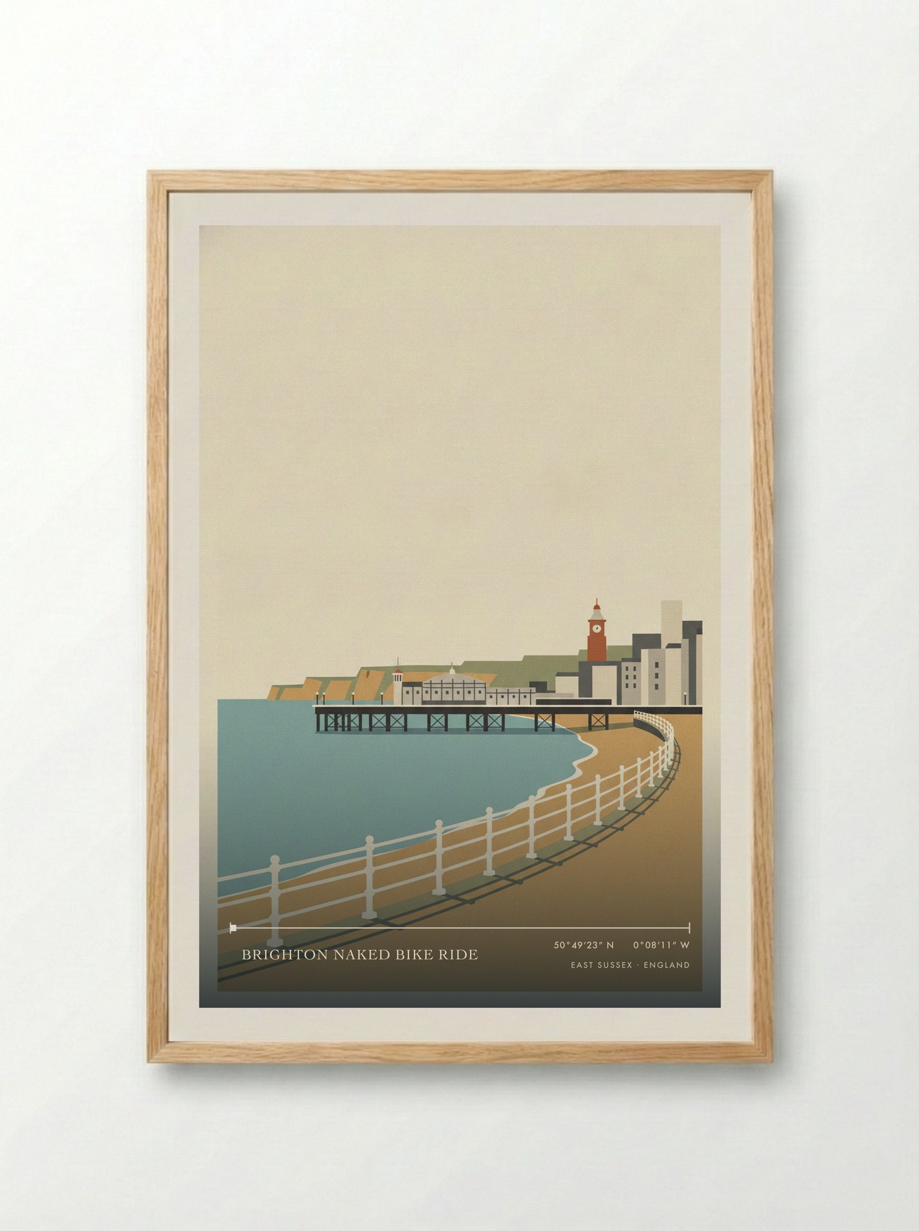 Brighton Naked Bike Ride East Sussex England Travel Poster - Framed Print Wood