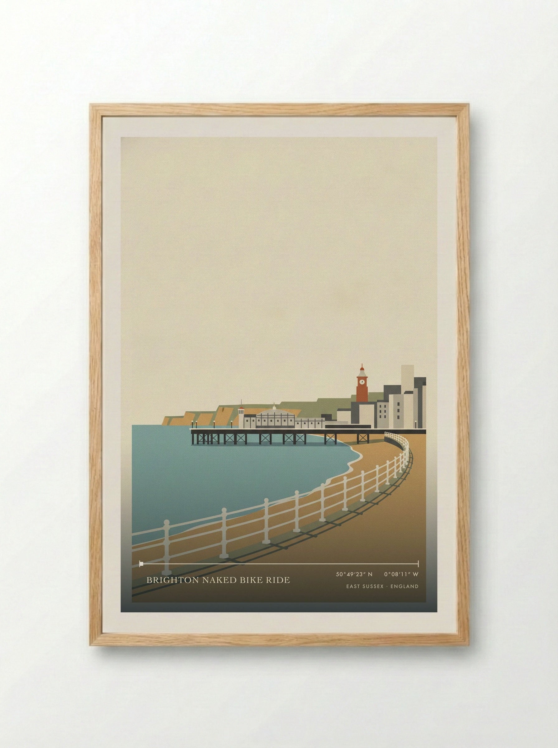 Brighton Naked Bike Ride East Sussex England Travel Poster - Framed Print Wood