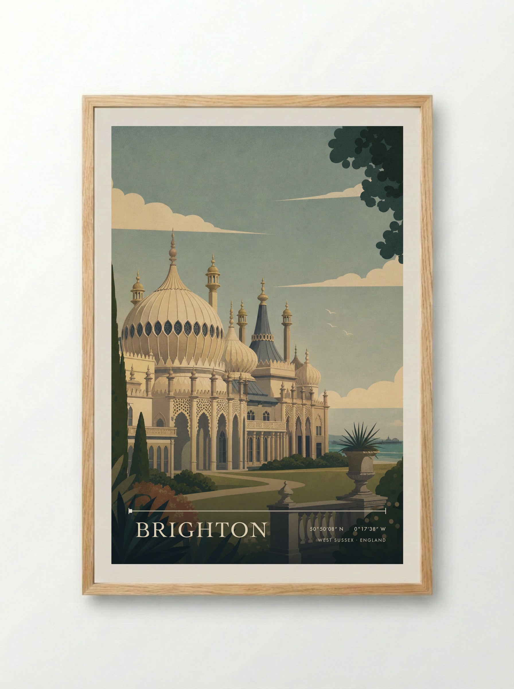 Brighton West Sussex England Travel Poster - Framed Print Wood
