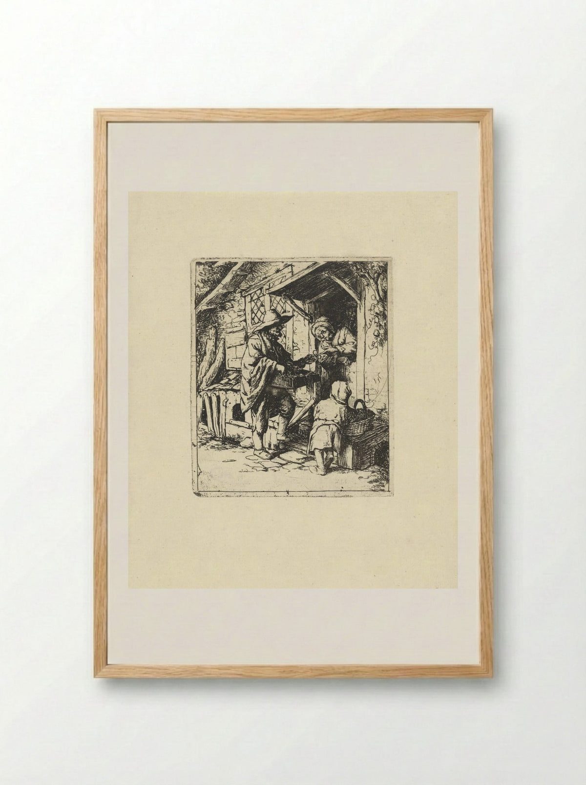 Brillenkoopman (The Spectacle Seller) - Jacob Laurensz. van der Vinne - Framed Print Wood
