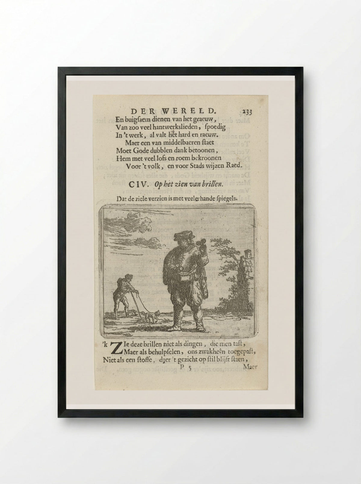 Brillenverkoper (The Spectacle Seller) - Arnold Houbraken - Framed Print Black