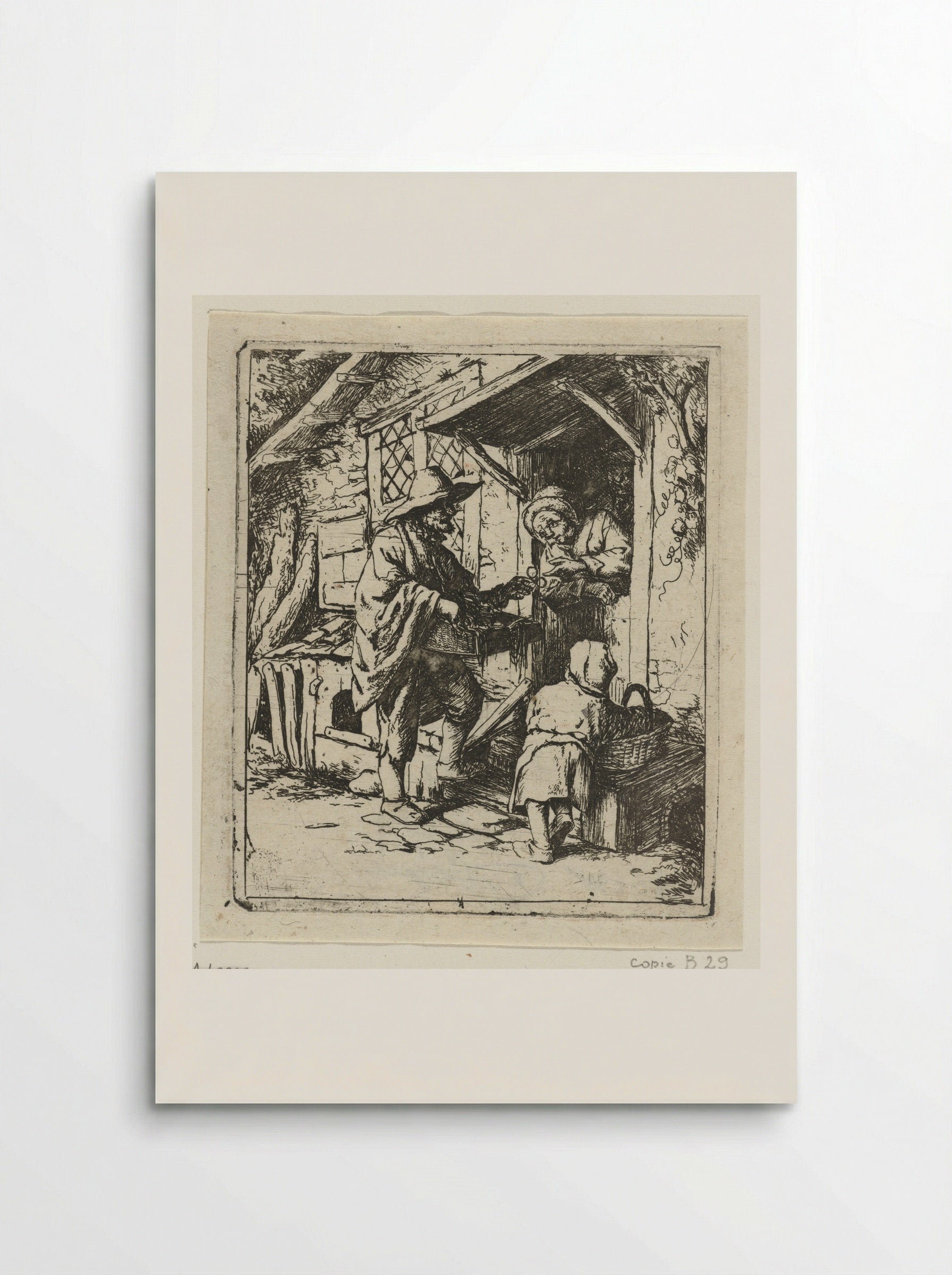 Brillenverkoper en een oude vrouw - Jacob Laurensz. van der Vinne - Poster