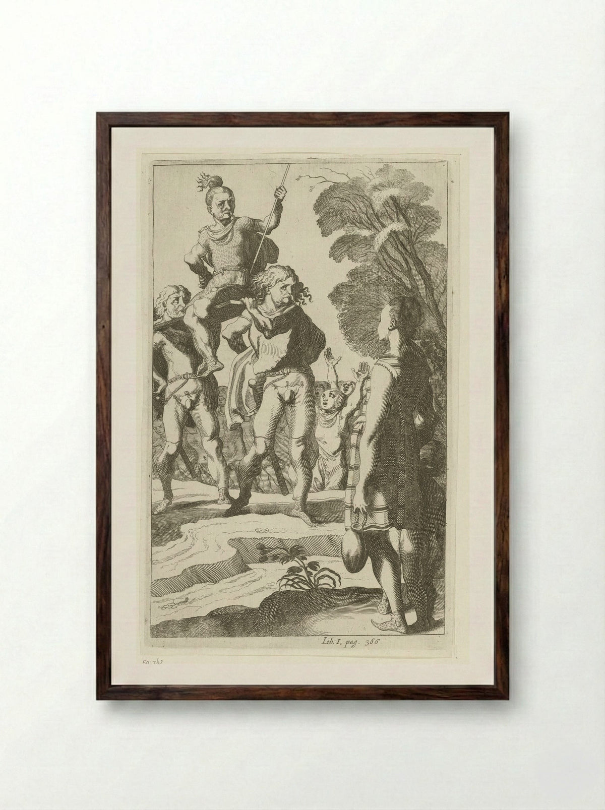 Brinio Raised on a Shield - Simon Frisius - Framed Print Dark Wood