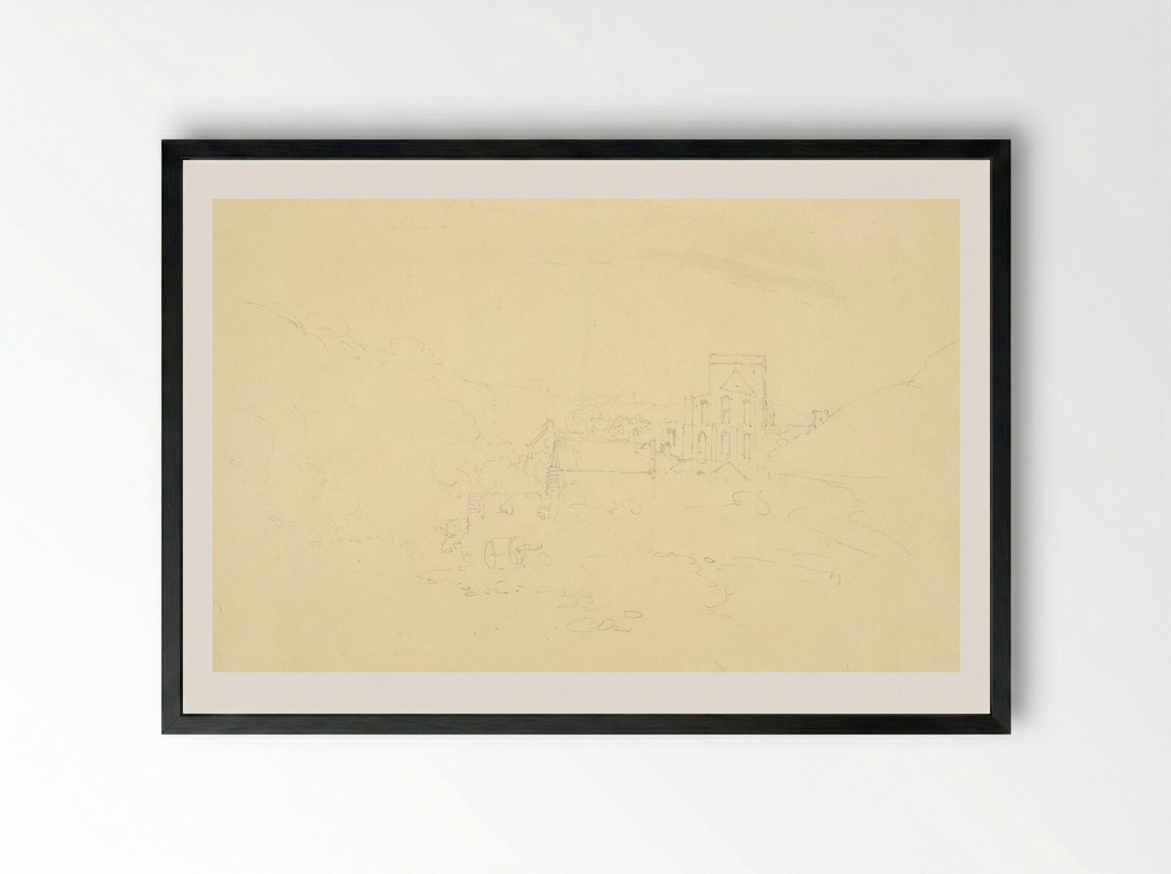 Brinkburn Priory, Northumberland - Joseph Mallord William Turner - Framed Print Black