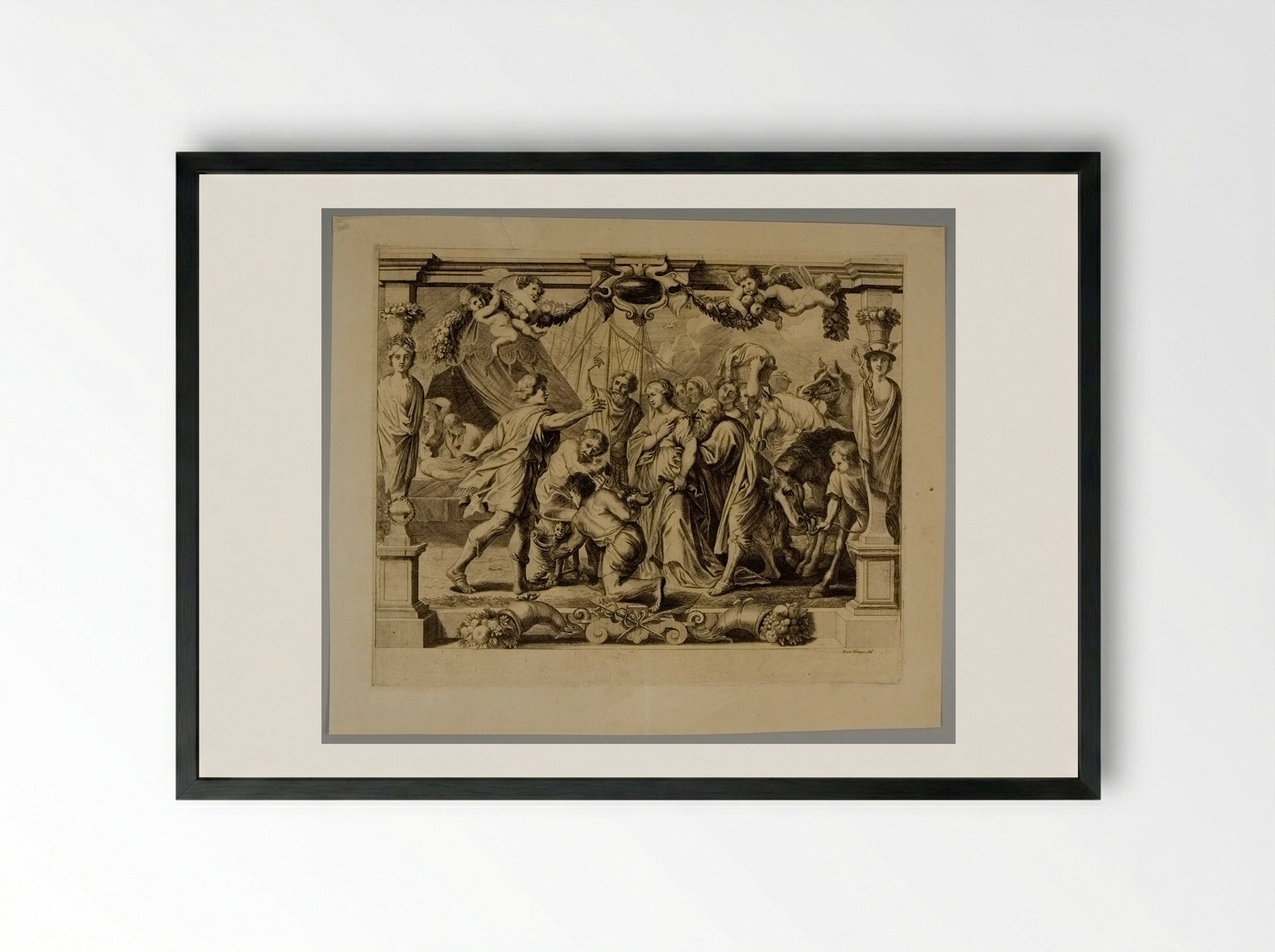 Briseis Restored to Achilles - Frans Ertinger - Framed Print Black