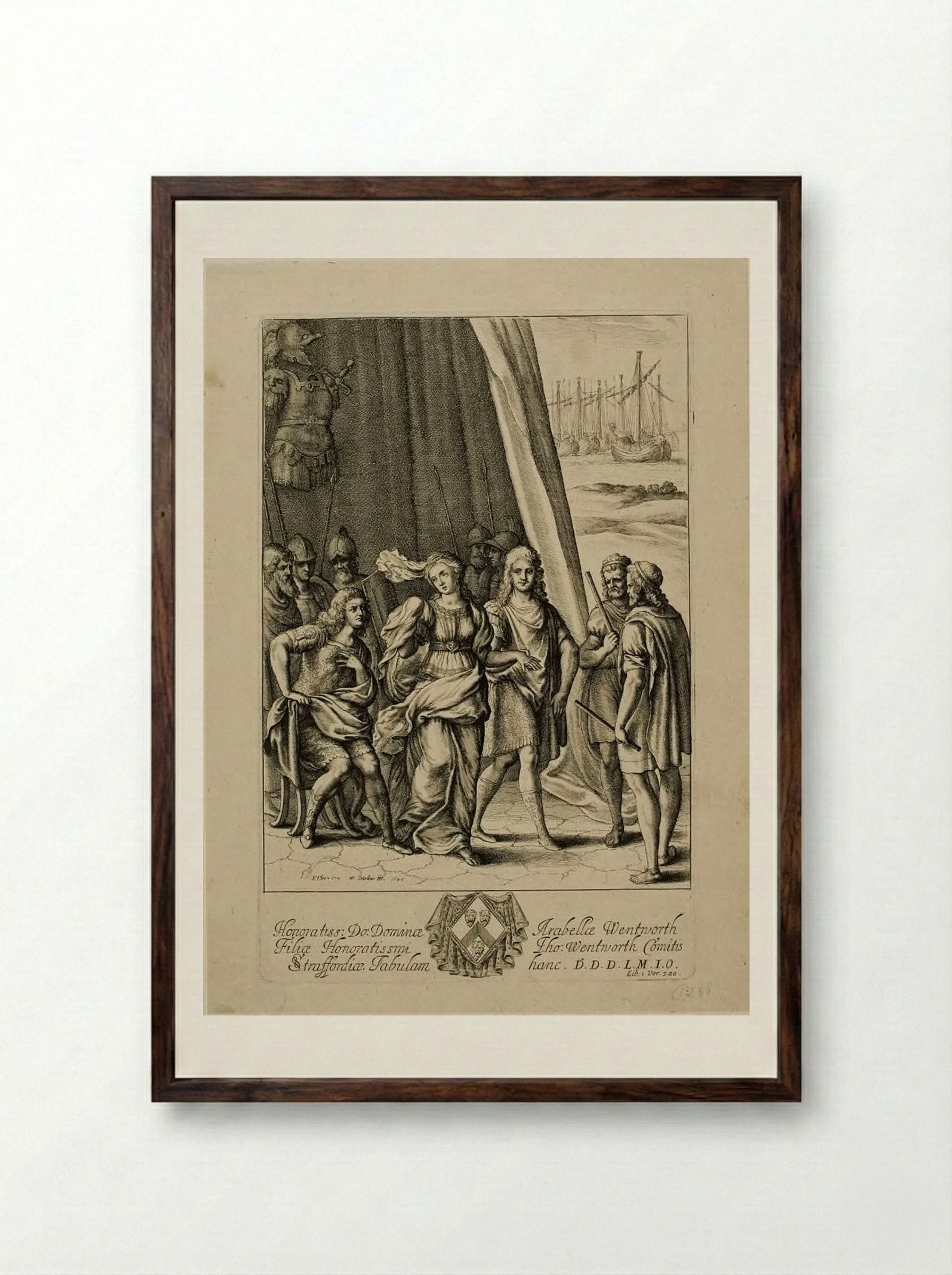 Briseis and Achilles - Wenceslaus Hollar - Framed Print Dark Wood