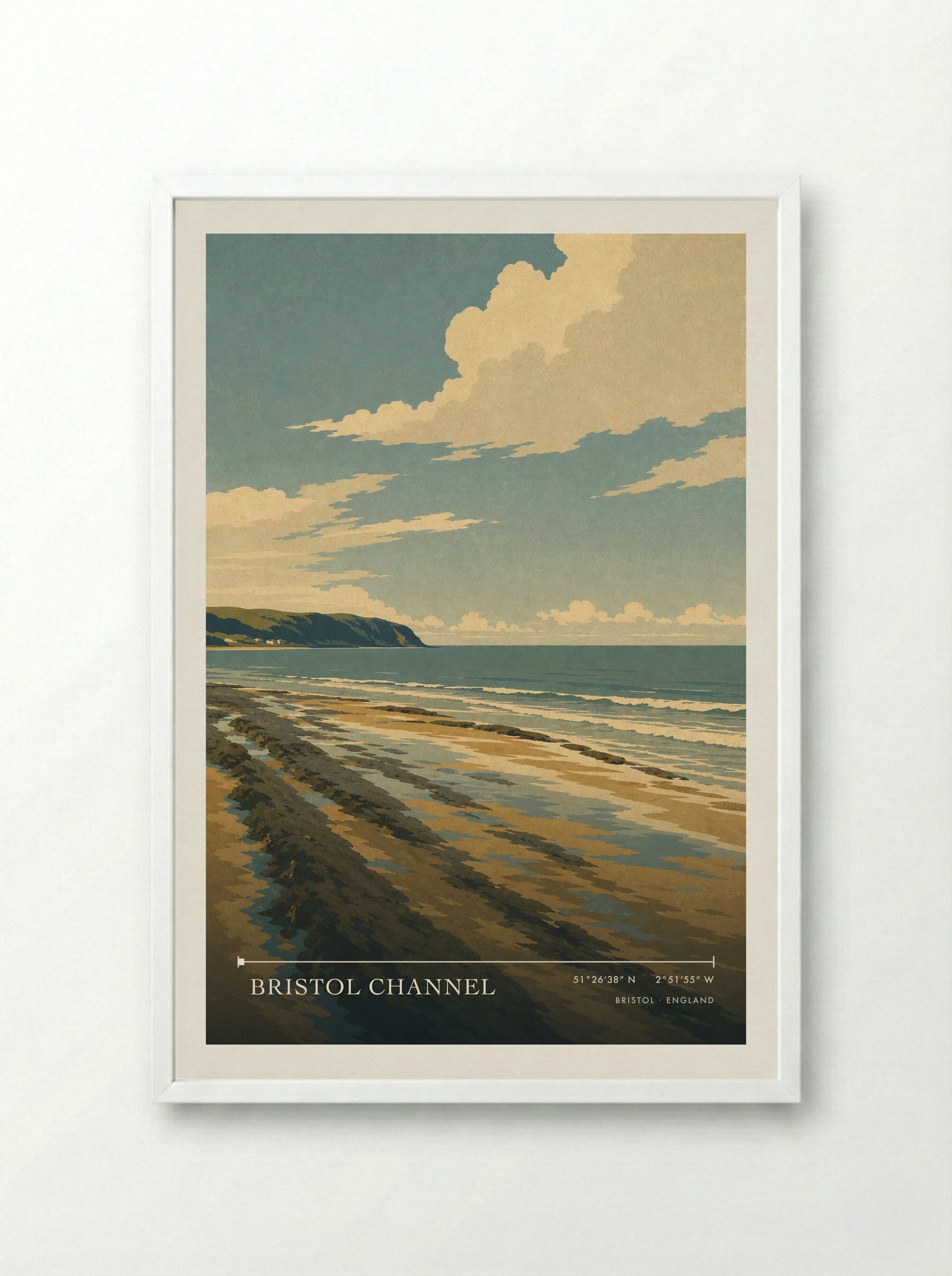 Bristol Channel England Travel Poster - Framed Print White