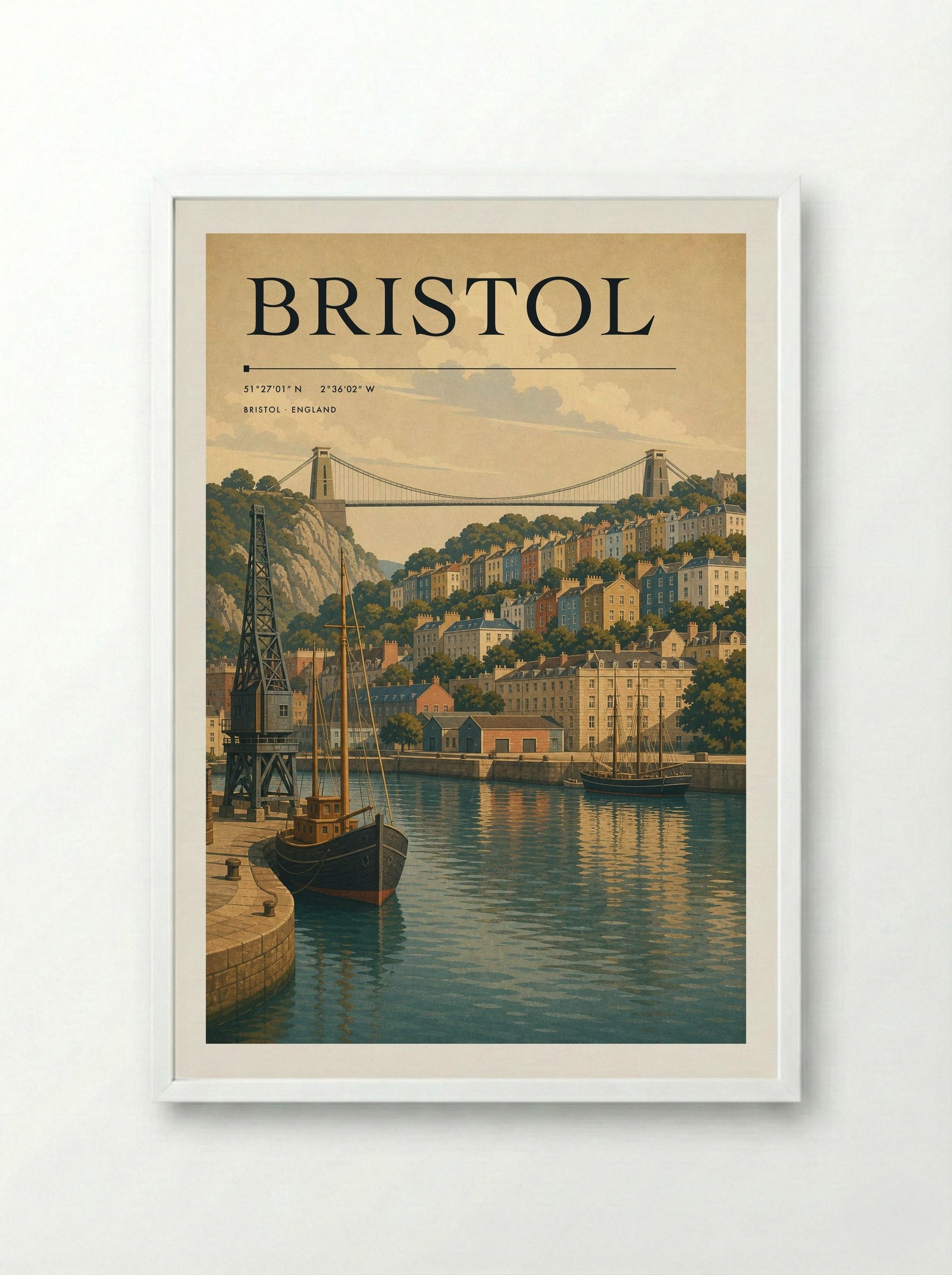 Bristol England Travel Poster - Framed Print White