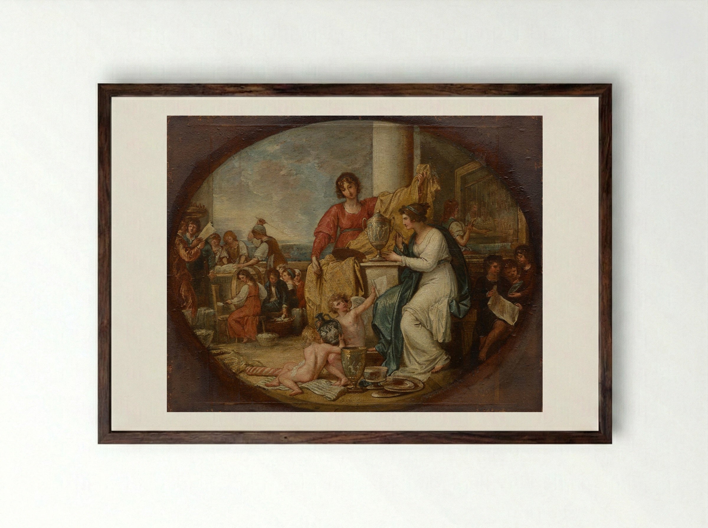 British Manufactory; A Sketch - Benjamin West - Framed Print Dark Wood