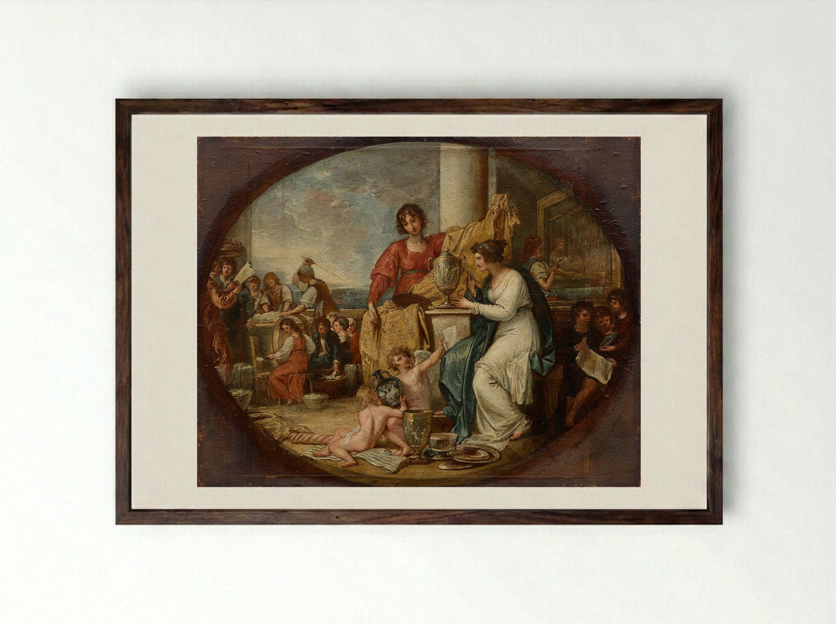 British Manufactory; A Sketch - Benjamin West - Framed Print Dark Wood