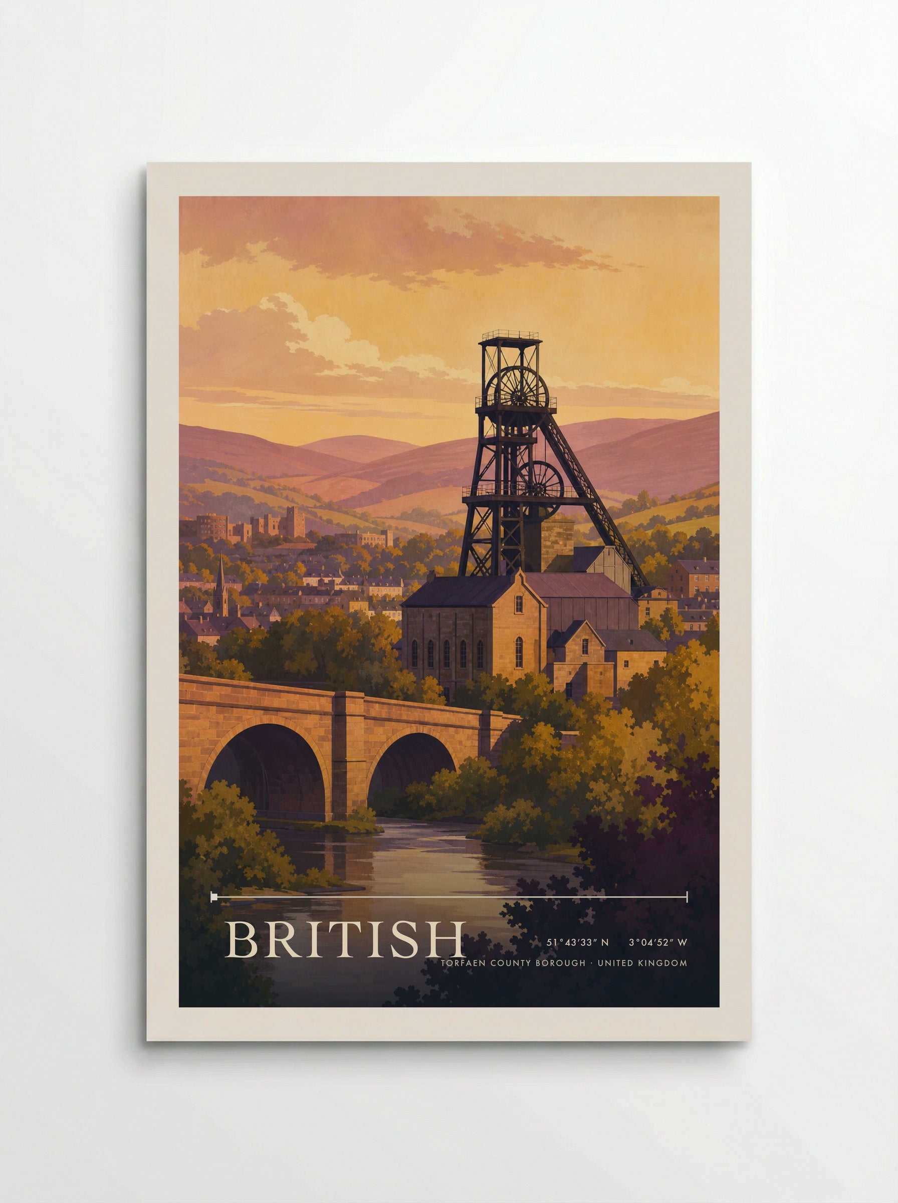 British Torfaen County Borough United Kingdom Travel Poster - Poster