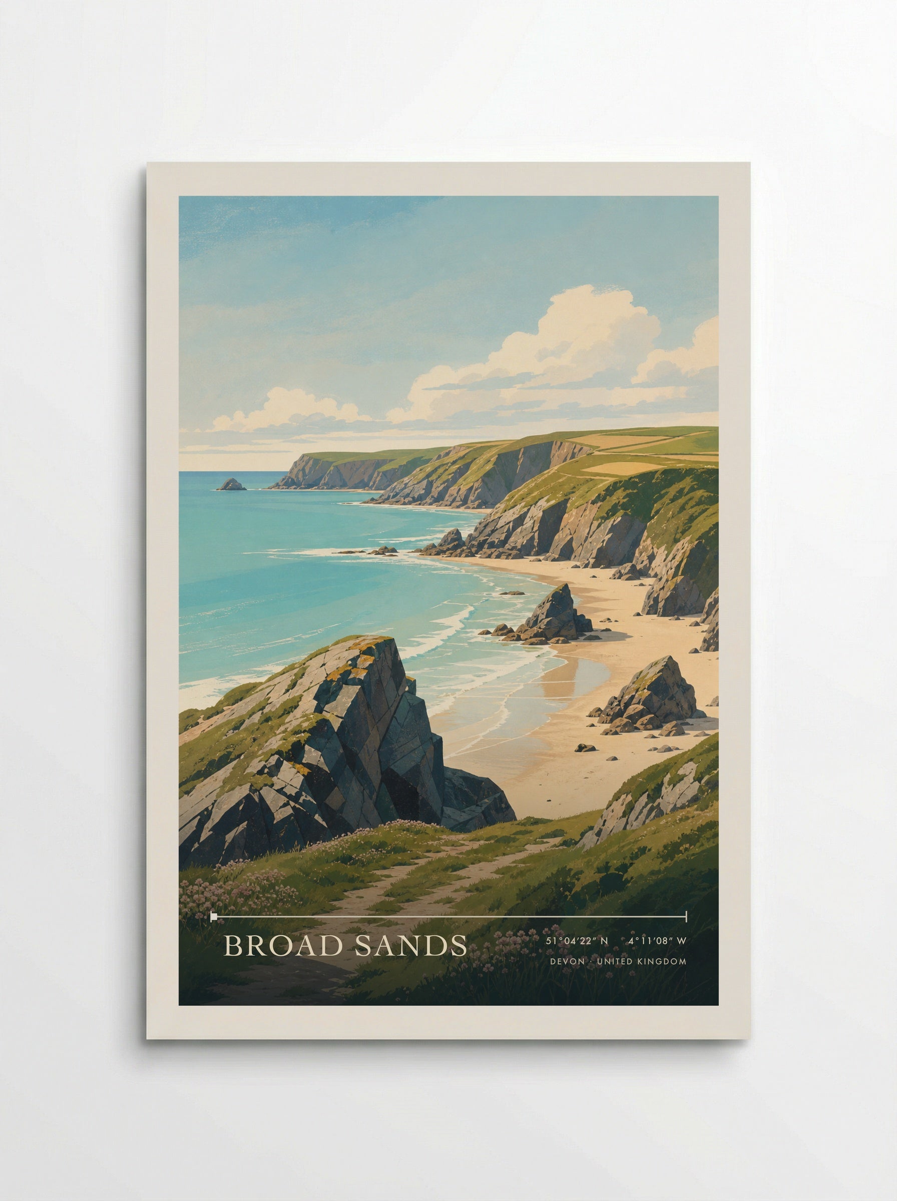 Broad Sands Devon United Kingdom Travel Poster - Poster