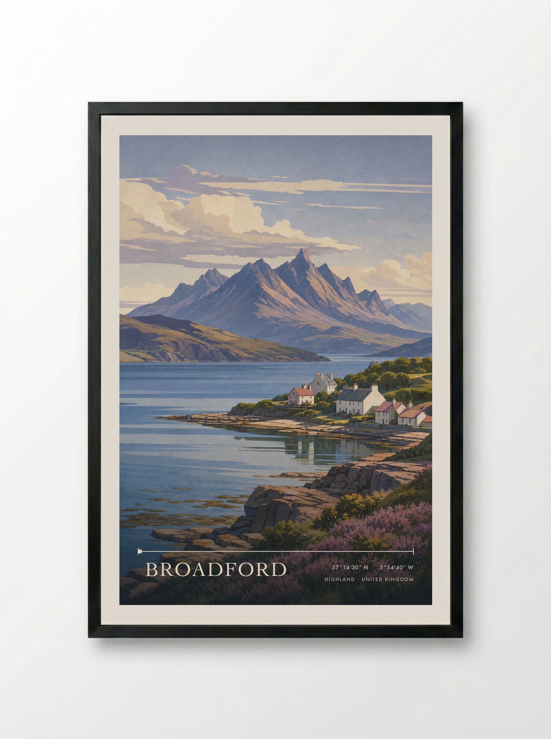 Broadford Highland United Kingdom Travel Poster - Framed Print Black