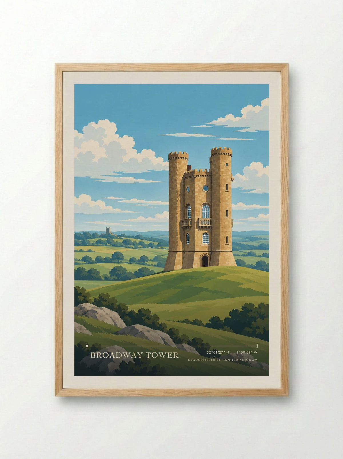 Broadway Tower, Gloucestershire | Travel Poster - Framed Print Wood