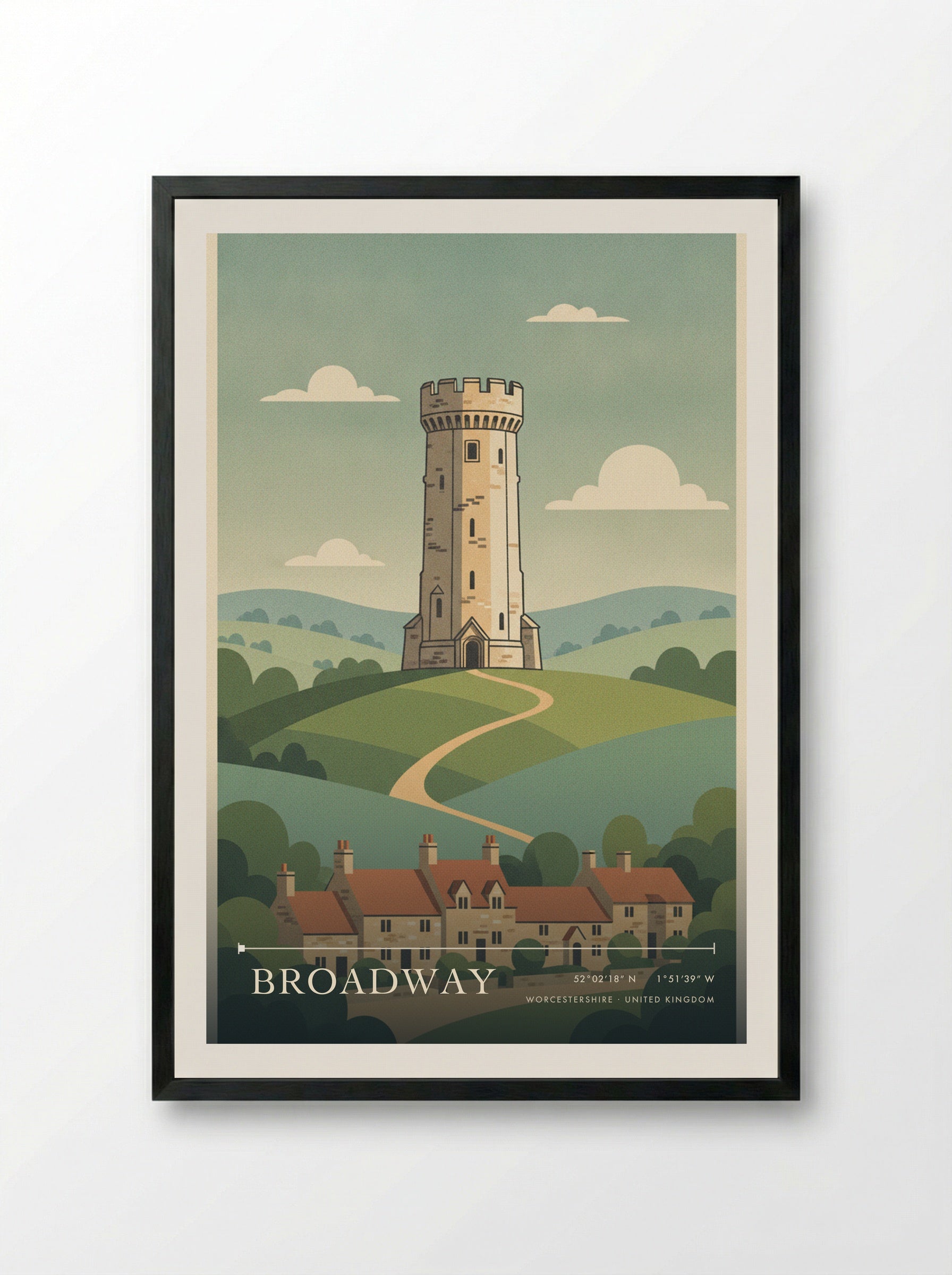 Broadway Worcestershire United Kingdom Travel Poster - Framed Print Black
