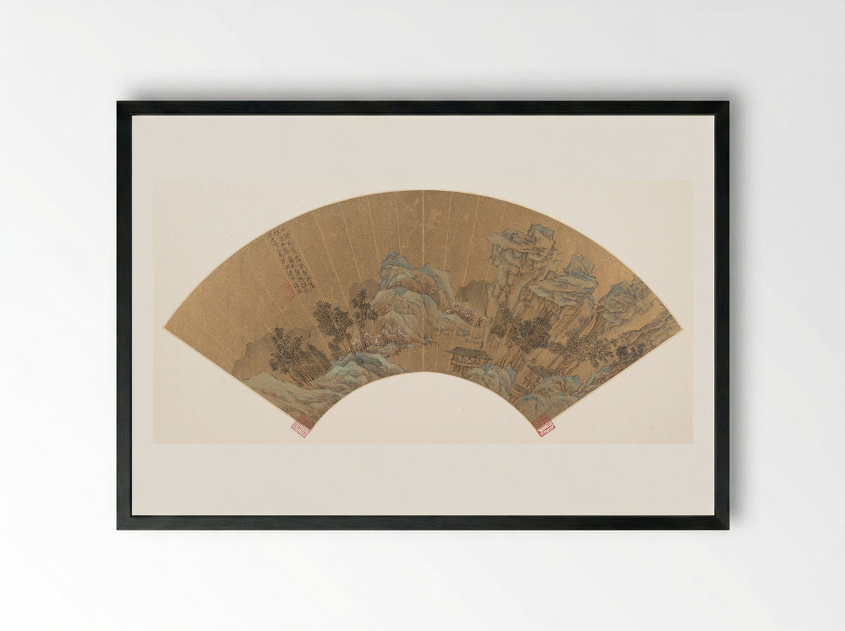 Brocaded Sea of Peach Blossom Waves - Lu Zhi - Framed Print Black