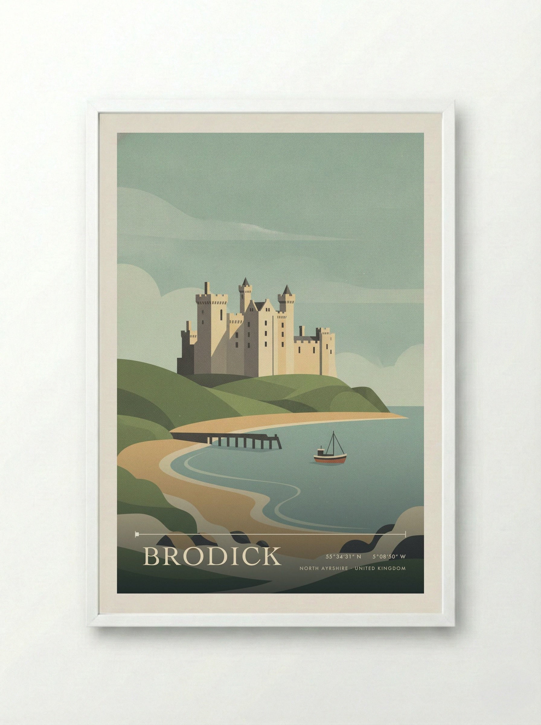 Brodick North Ayrshire United Kingdom Travel Poster - Framed Print White