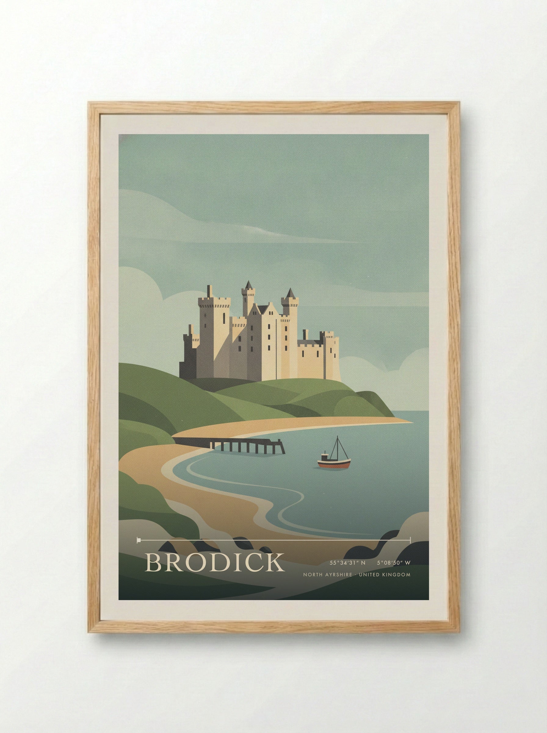 Brodick North Ayrshire United Kingdom Travel Poster - Framed Print Wood