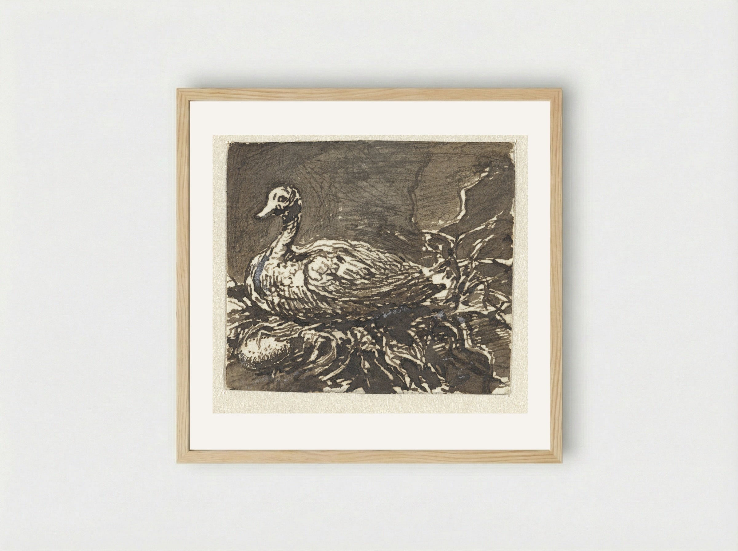Broedende eend - Ernst Willem Jan Bagelaar - Framed Print Wood