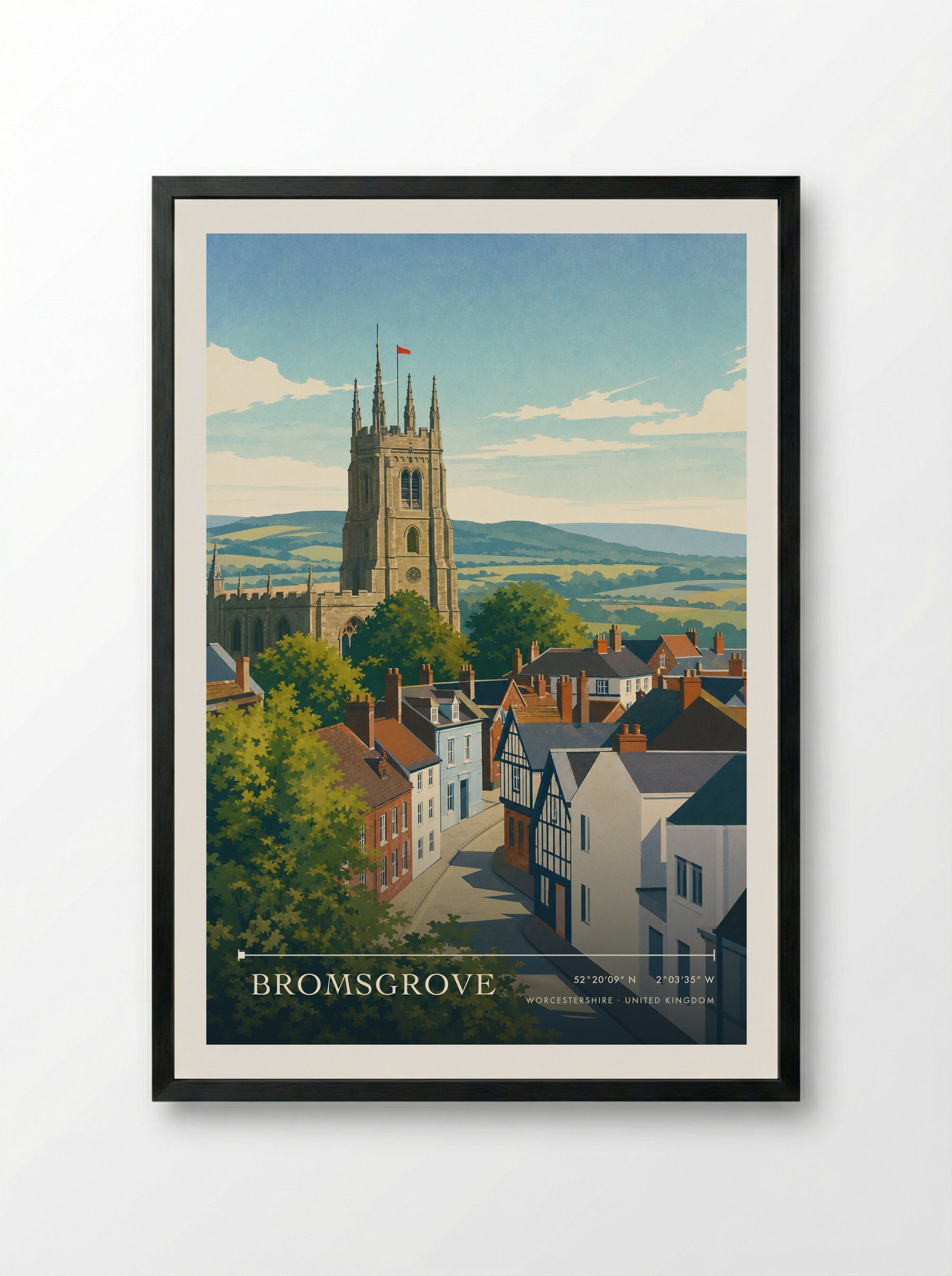 Bromsgrove Worcestershire United Kingdom Travel Poster - Framed Print Black