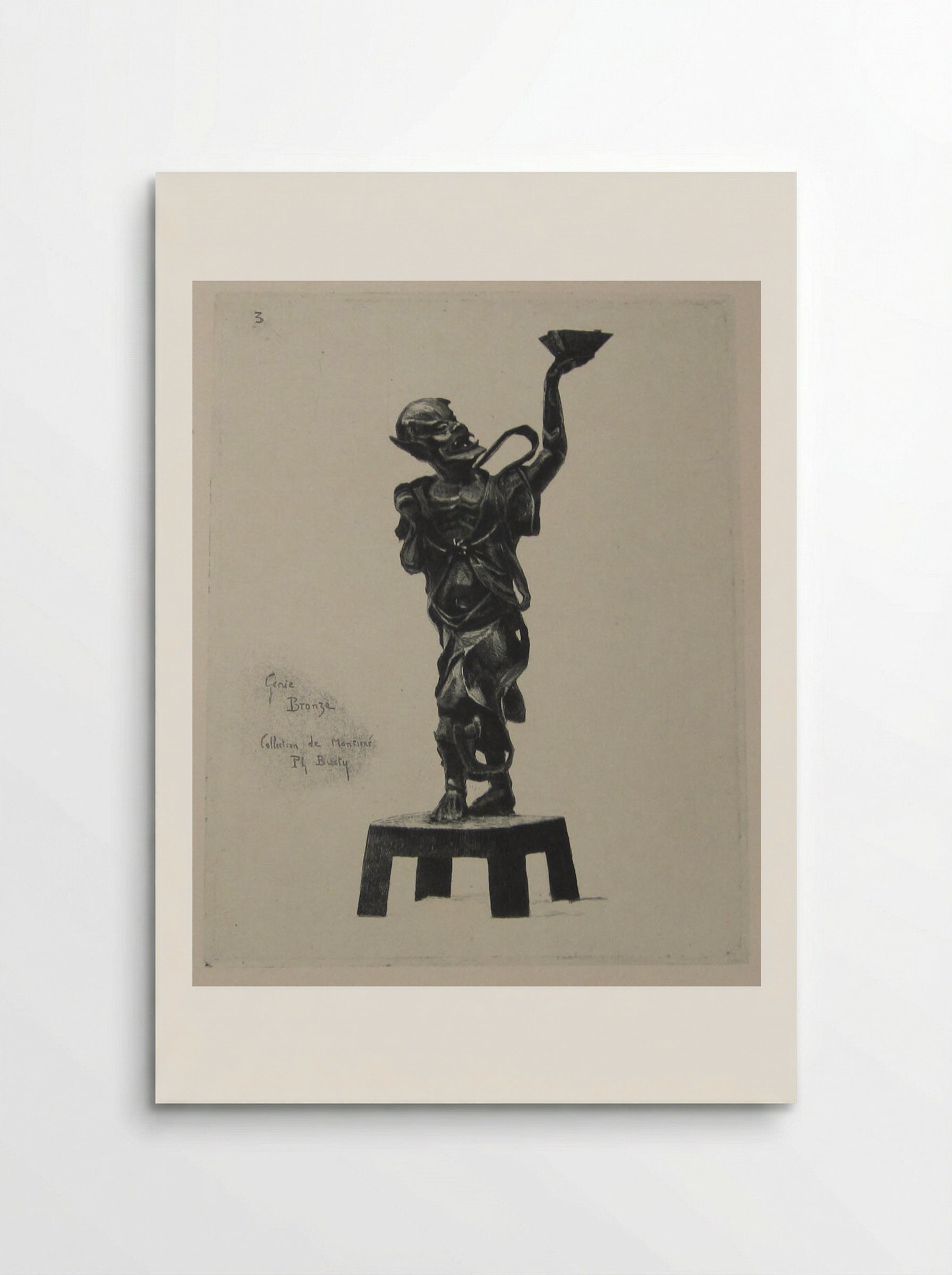 Bronze Statue of a Genie - Félix Hilaire Buhot - Poster