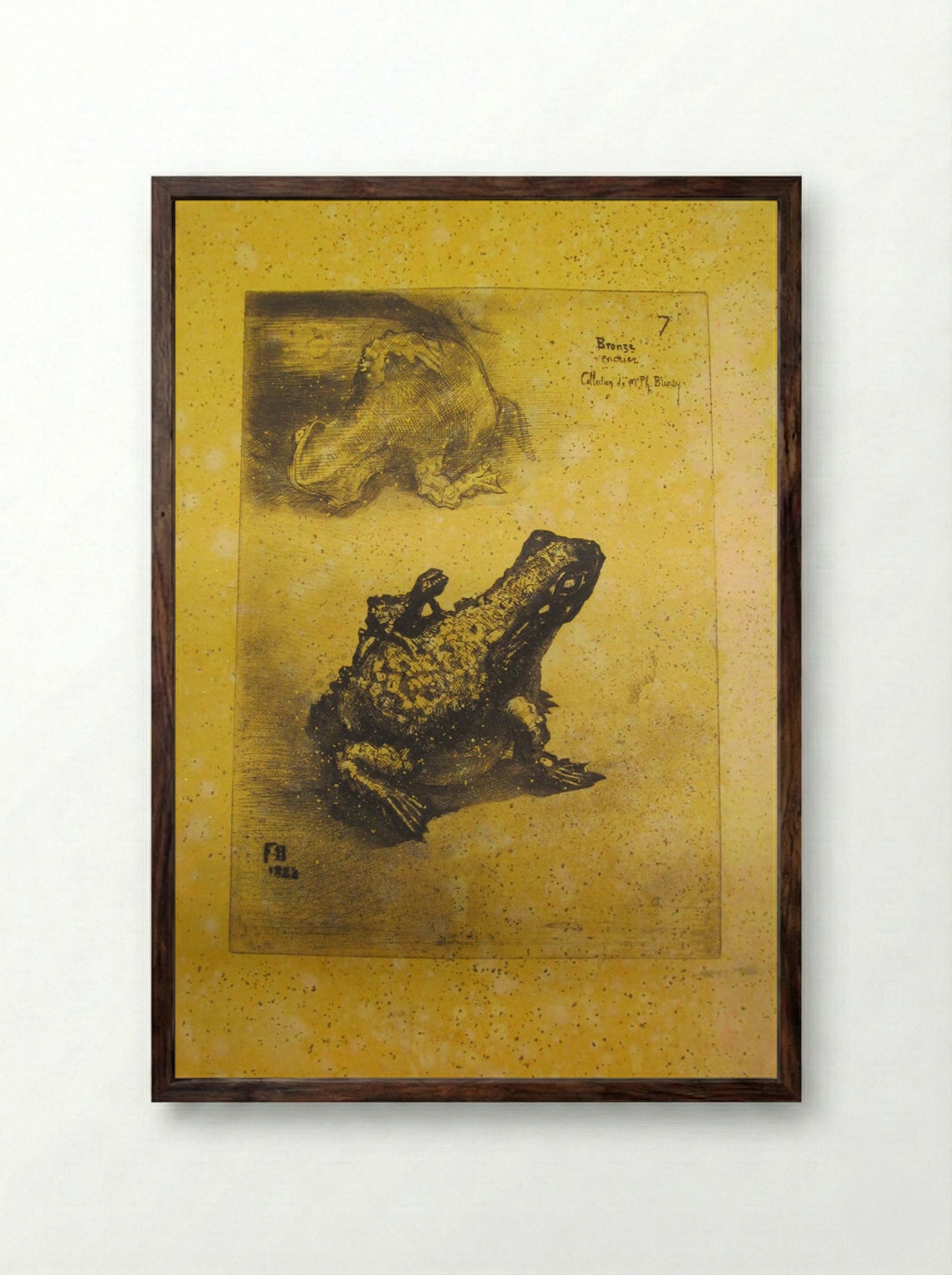 Bronze Toad - Félix Hilaire Buhot - Framed Print Dark Wood