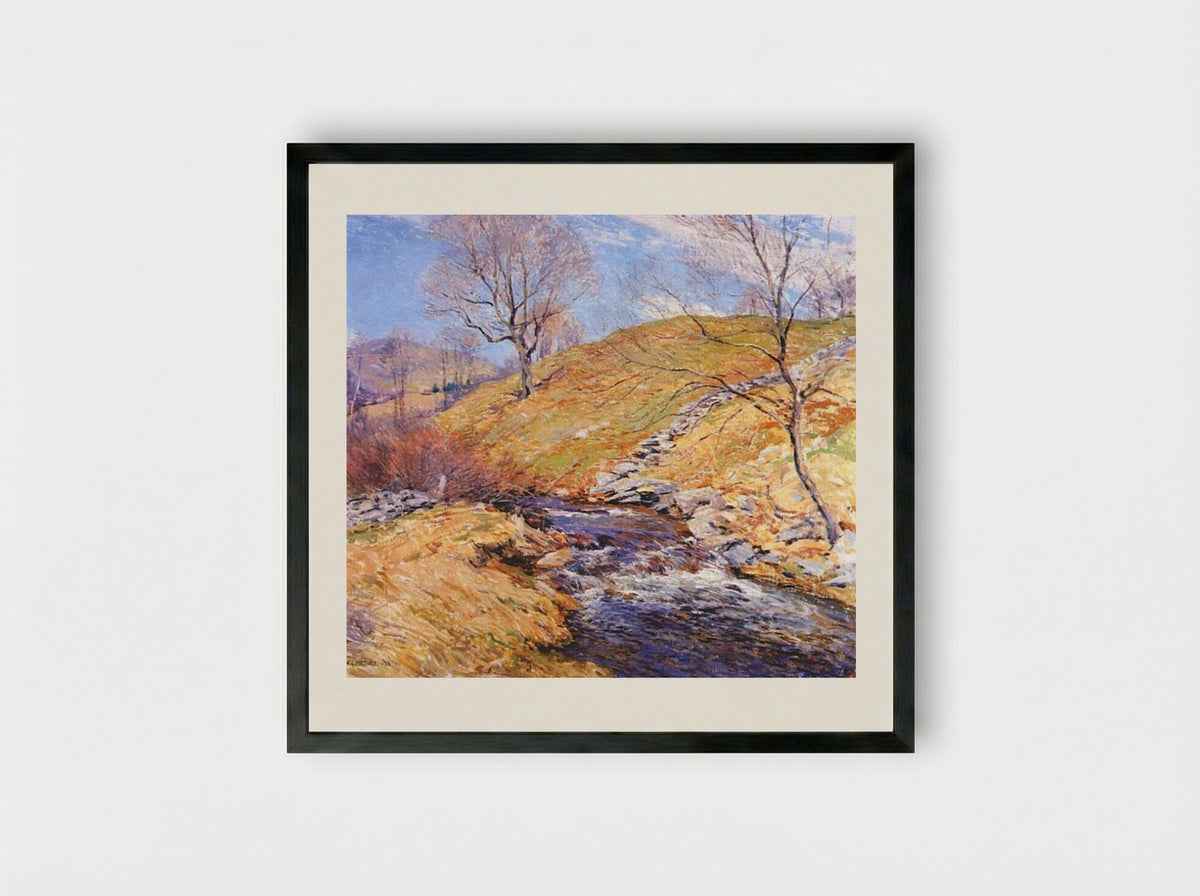 Brook in March - Willard Metcalf - Framed Print Black