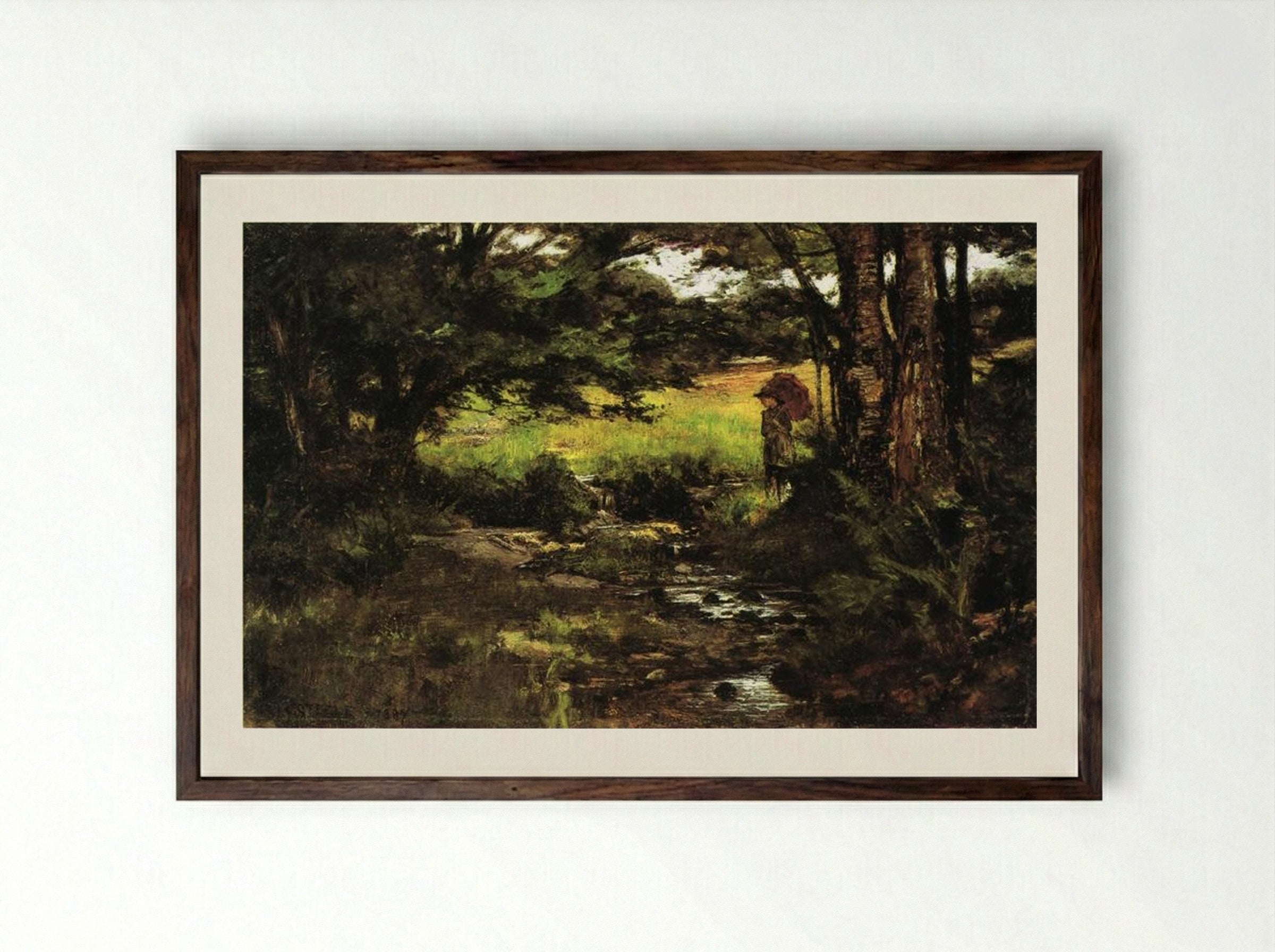 Brook in Woods - T. C. Steele - Framed Print Dark Wood