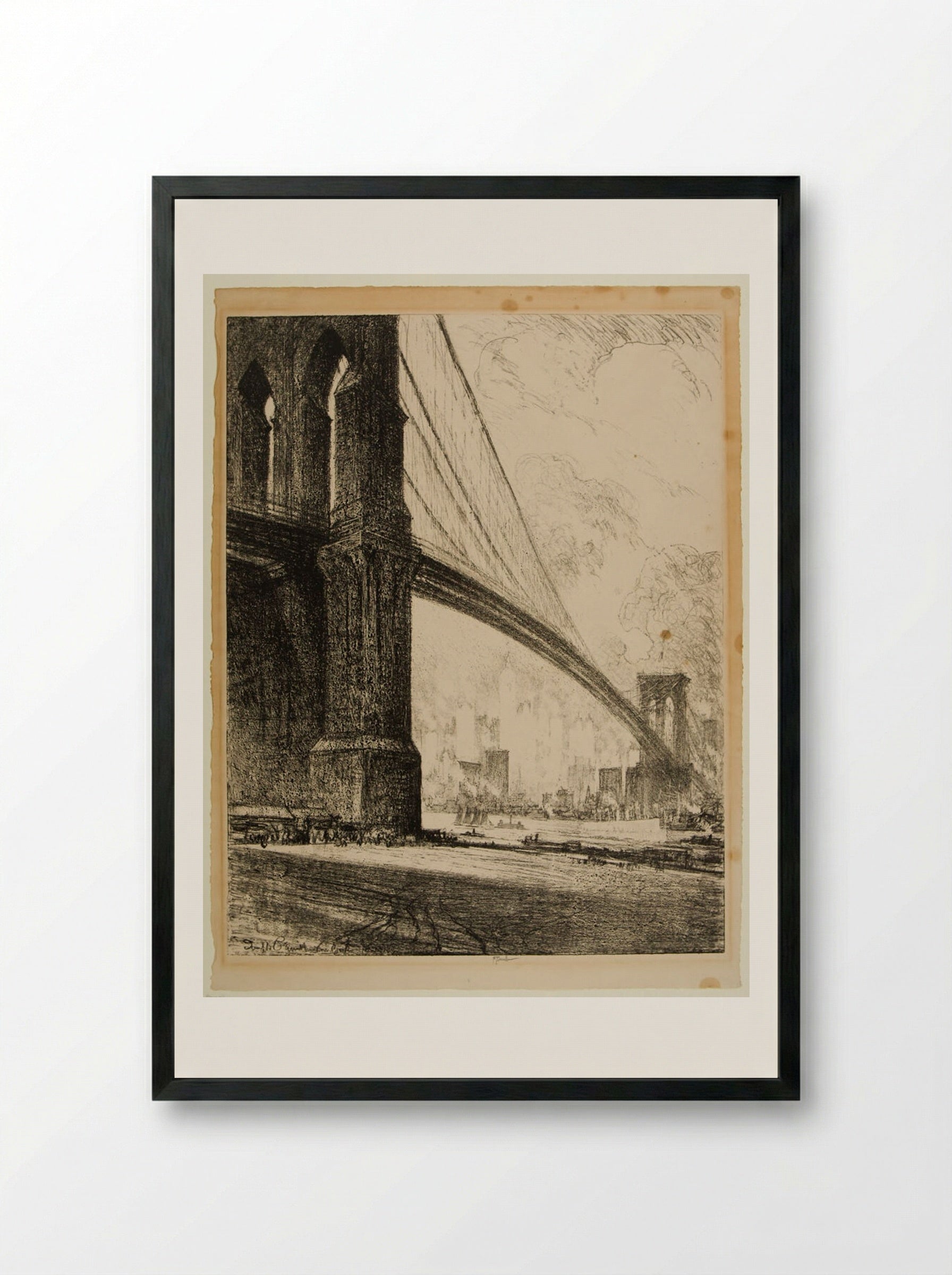 Brooklyn Bridge - Joseph Pennell - Framed Print Black