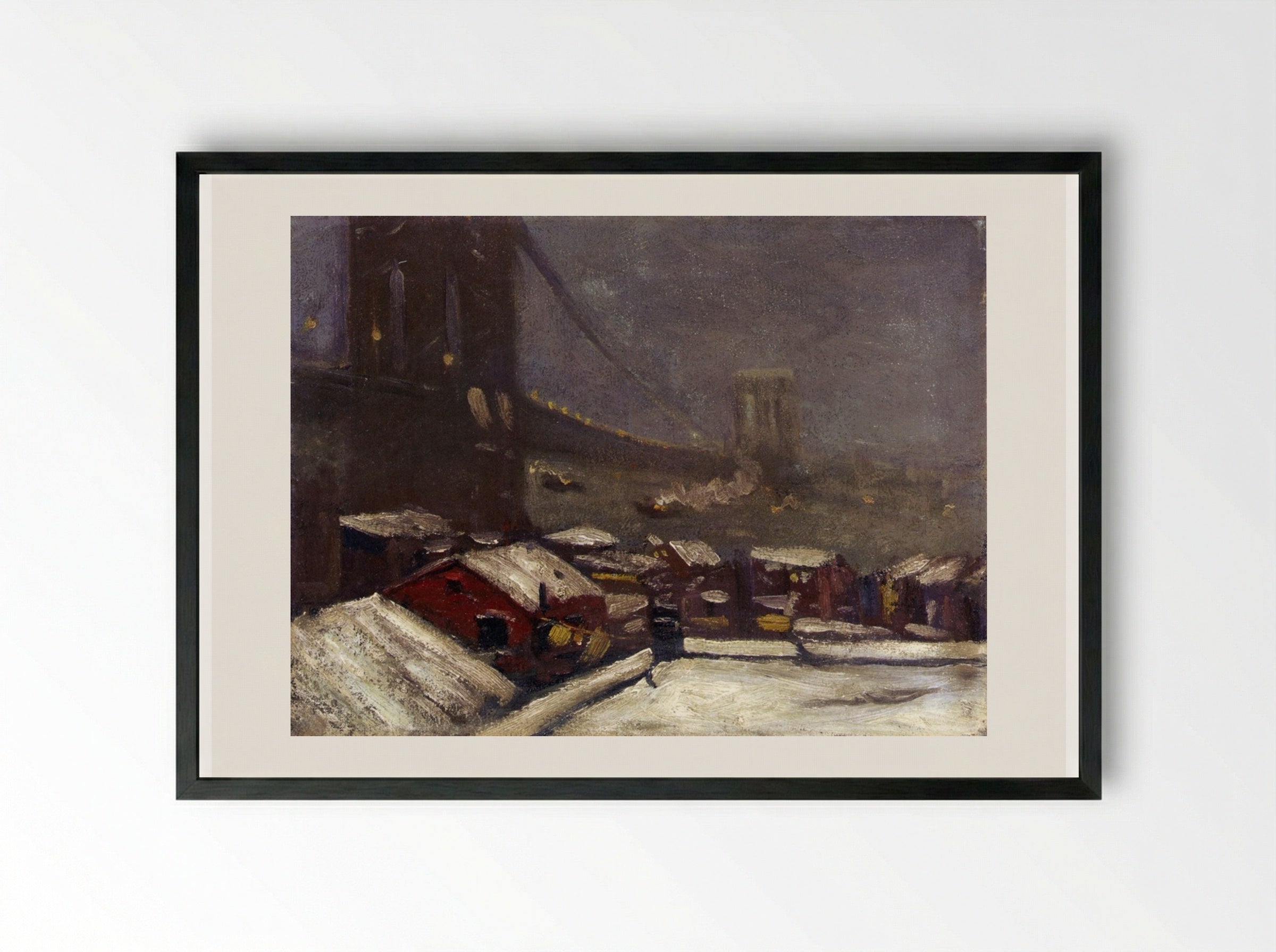 Brooklyn Bridge - George Luks - Framed Print Black