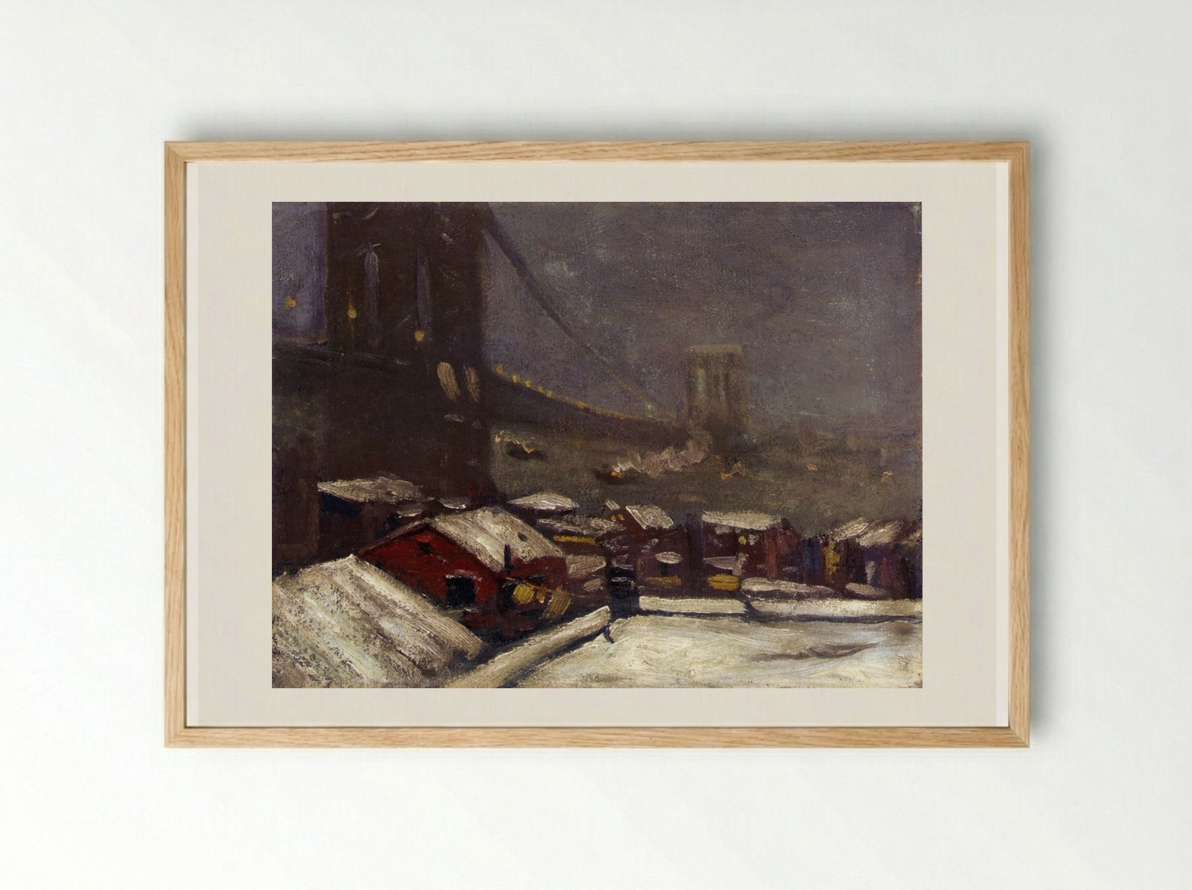 Brooklyn Bridge - George Luks - Framed Print Wood