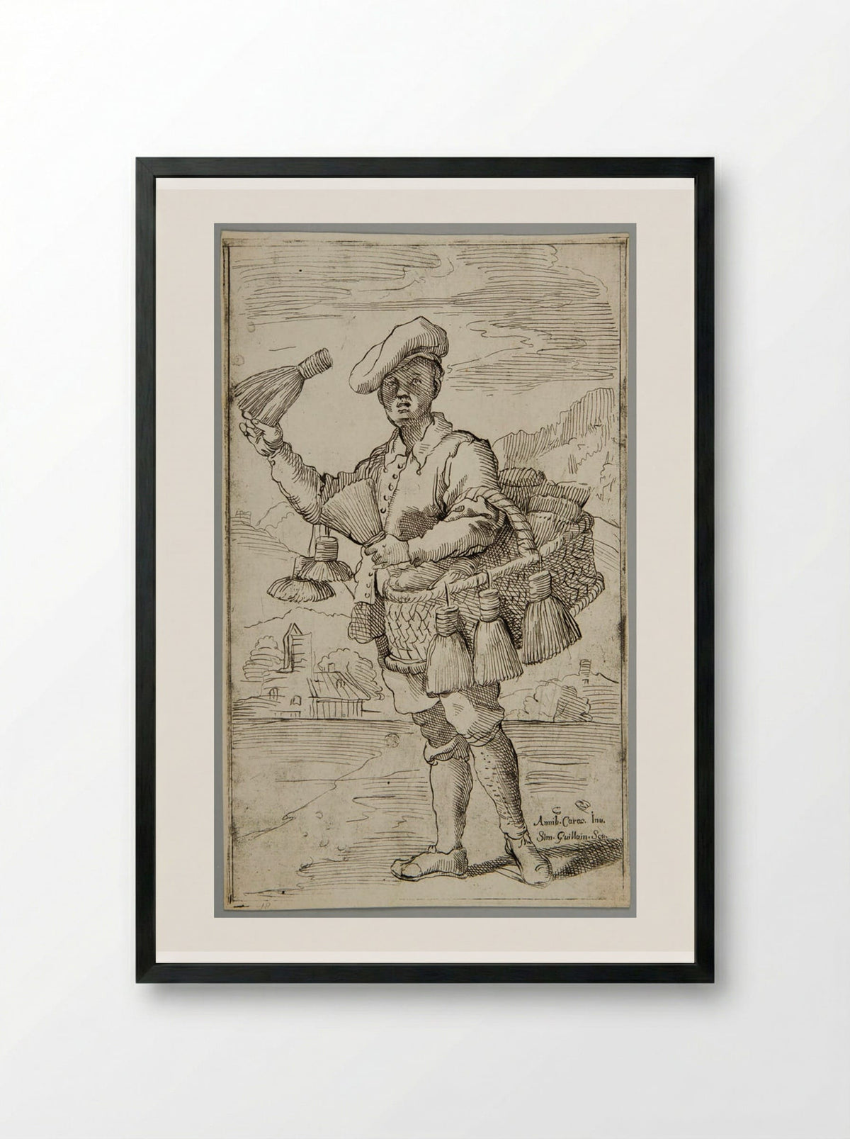 Brooms!, plate 18 - Simon Guillain - Framed Print Black